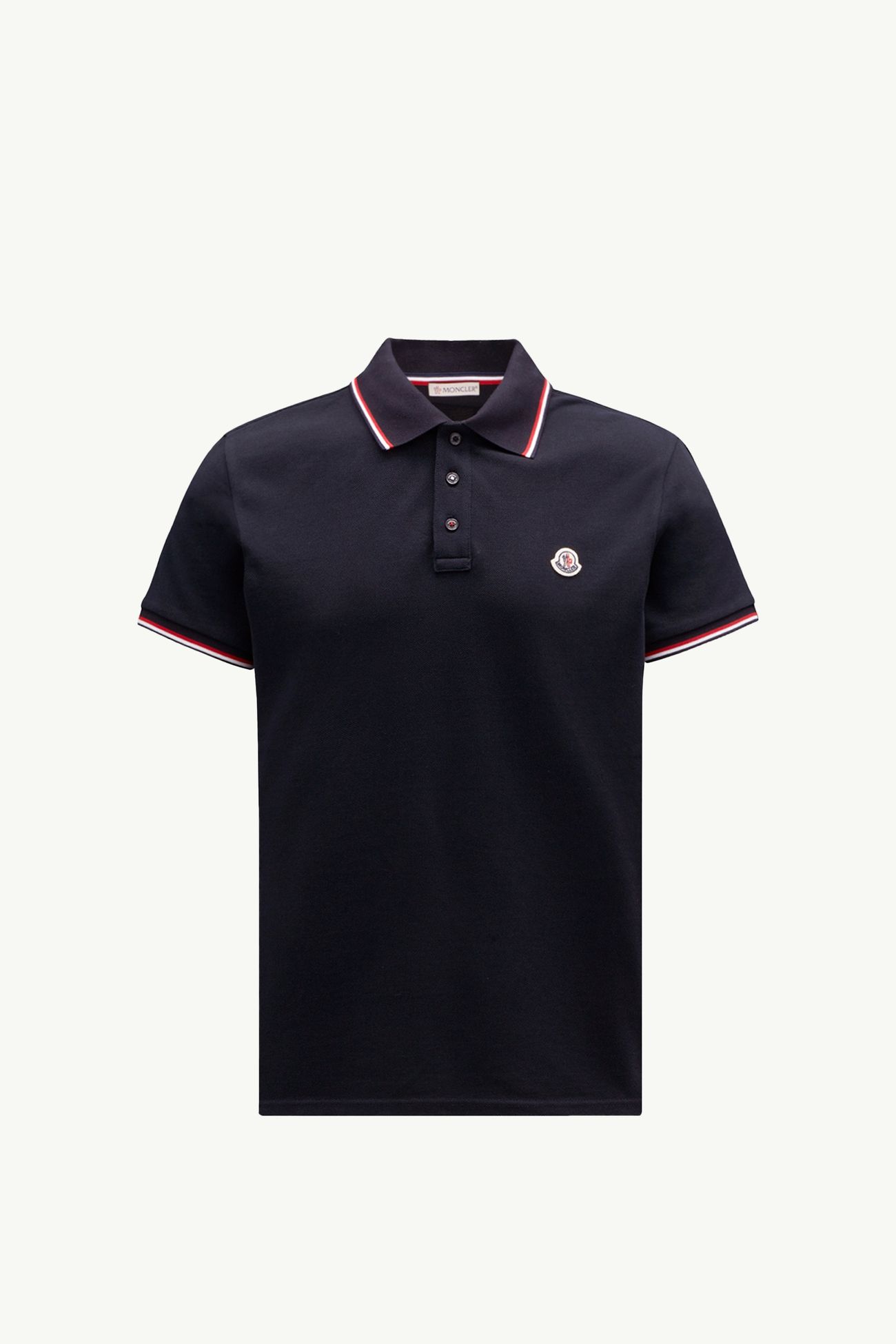 Tricolor-Trimmed Cotton Piquet Polo Shirt Men Dark Blue Moncler 2