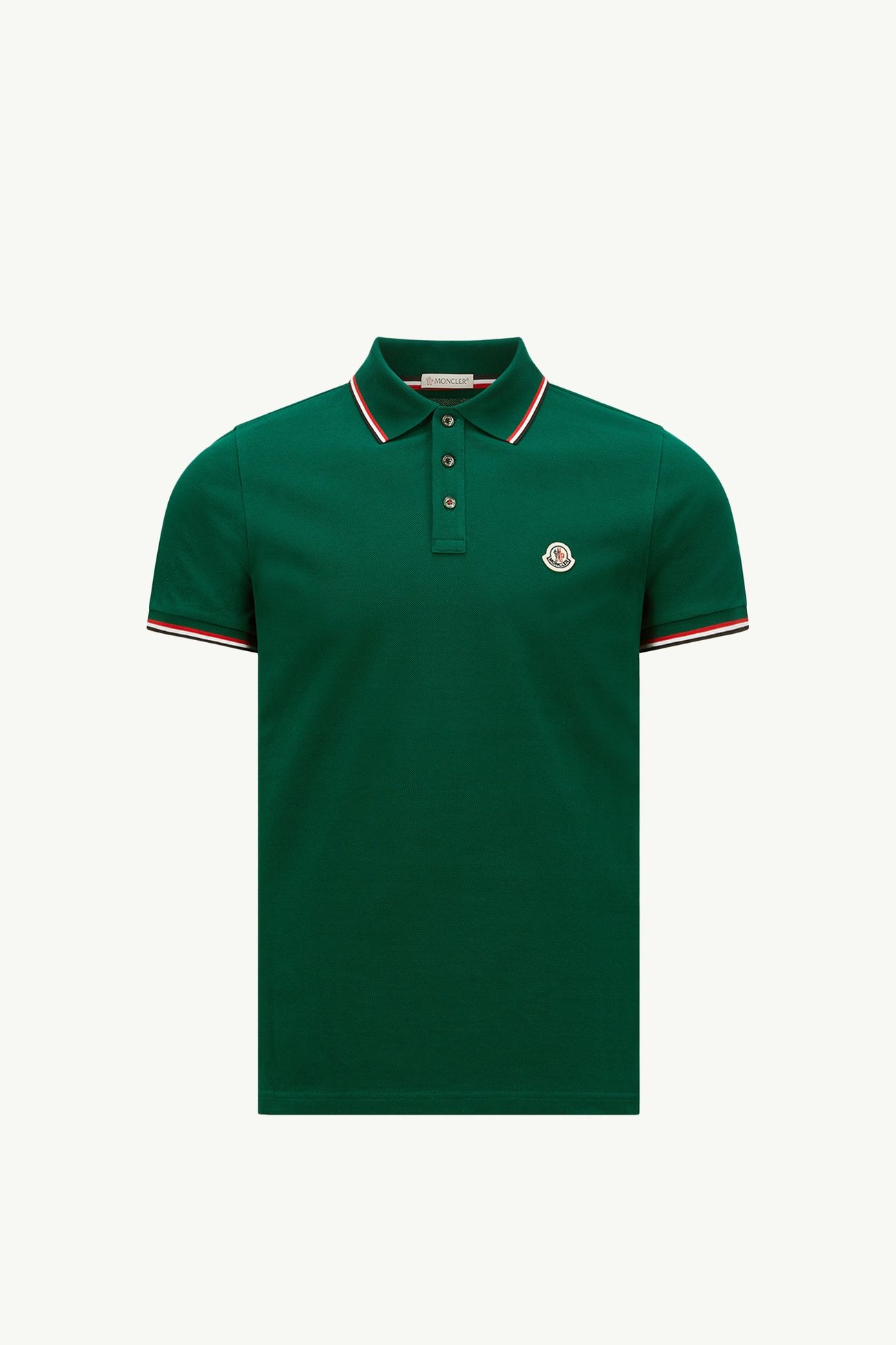 Tricolour-Trimmed Cotton Piquet Polo Shirt Men Leaf Green Moncler 2