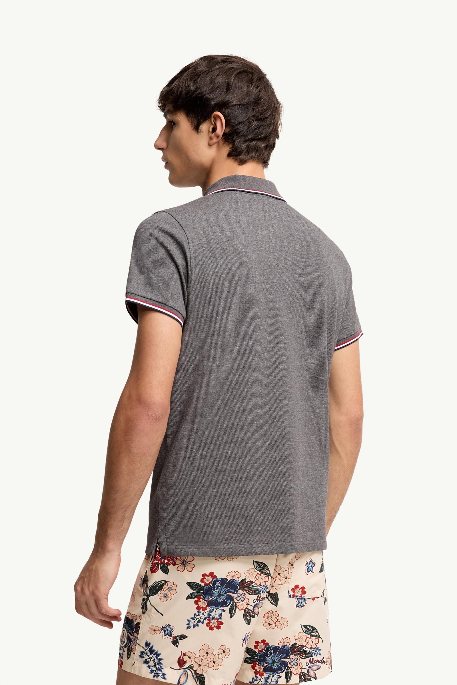 Dark Grey Tricolor-Trimmed Cotton Piquet Polo Shirt - Polos & T