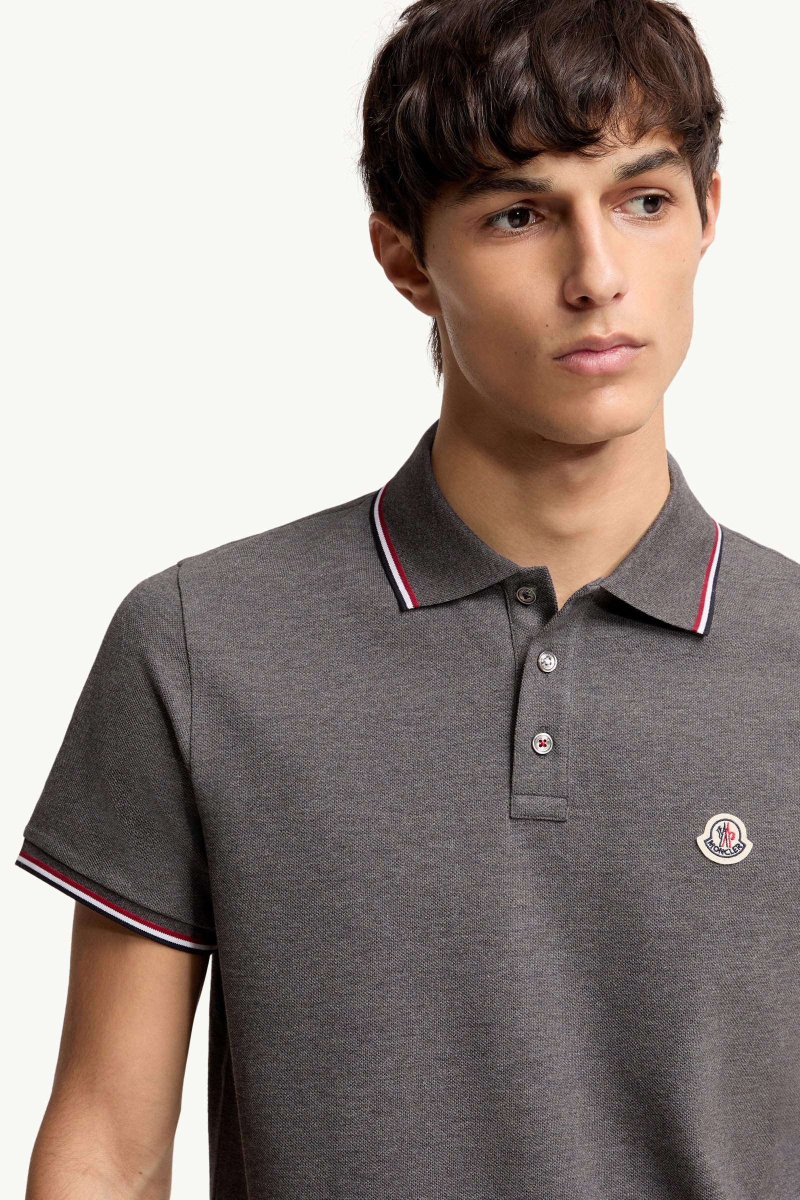 Dark Gray Tricolour-Trimmed Cotton Piquet Polo Shirt - Polos & T