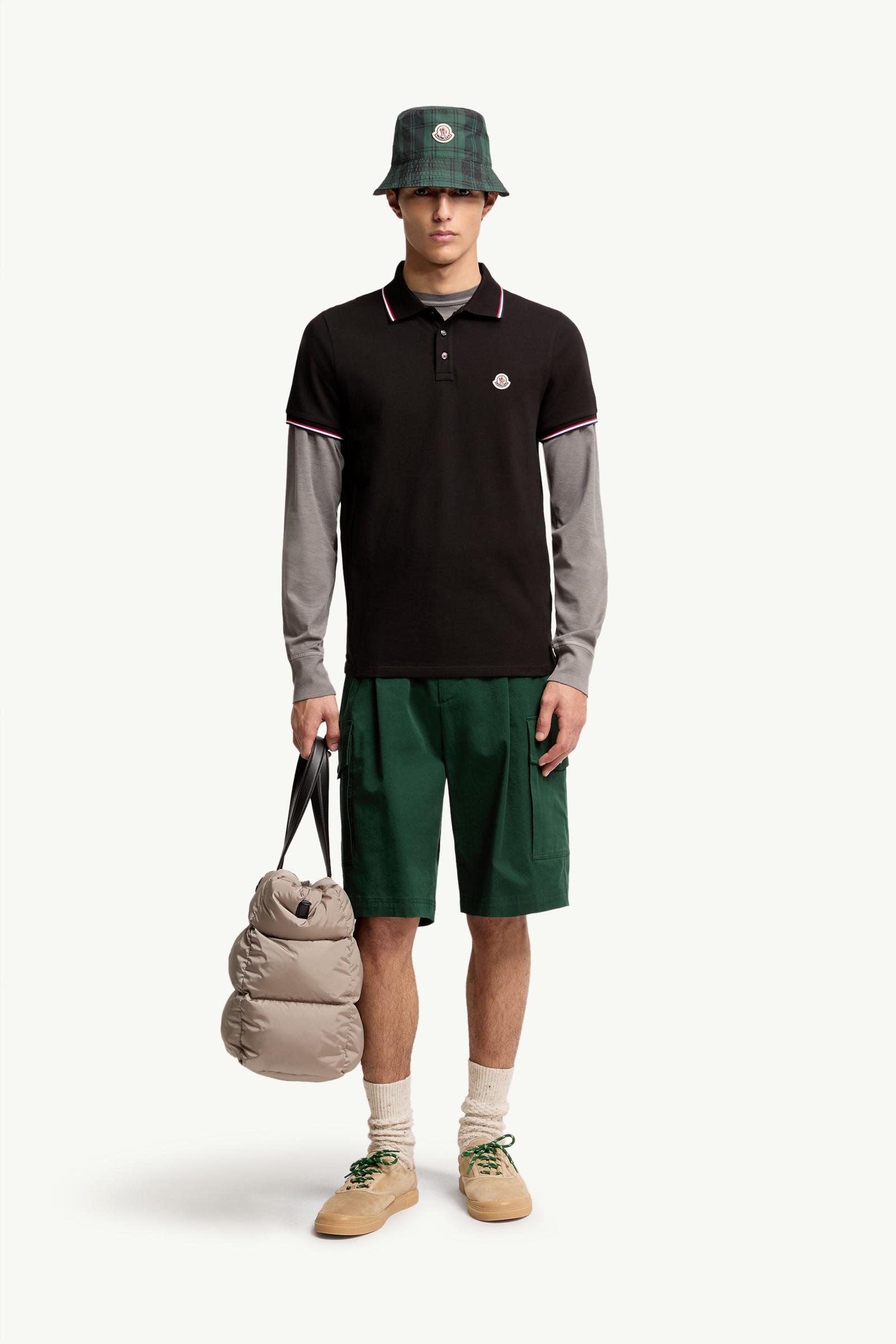 Black Tricolor-Trimmed Cotton Piquet Polo Shirt - Polos & T-shirts