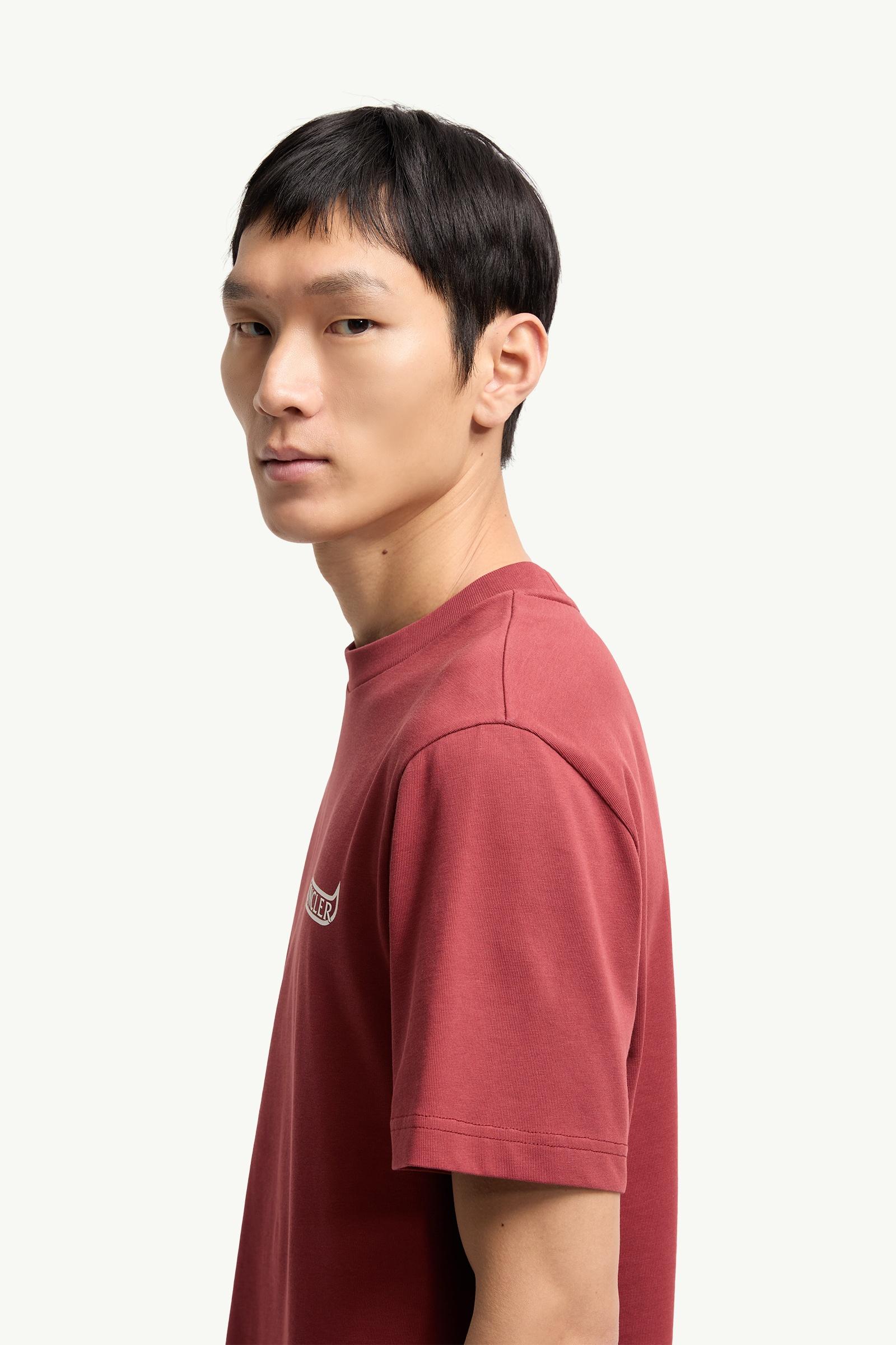 Dark Red Logo Cotton T-Shirt - Polos & T-shirts for Men | Moncler US