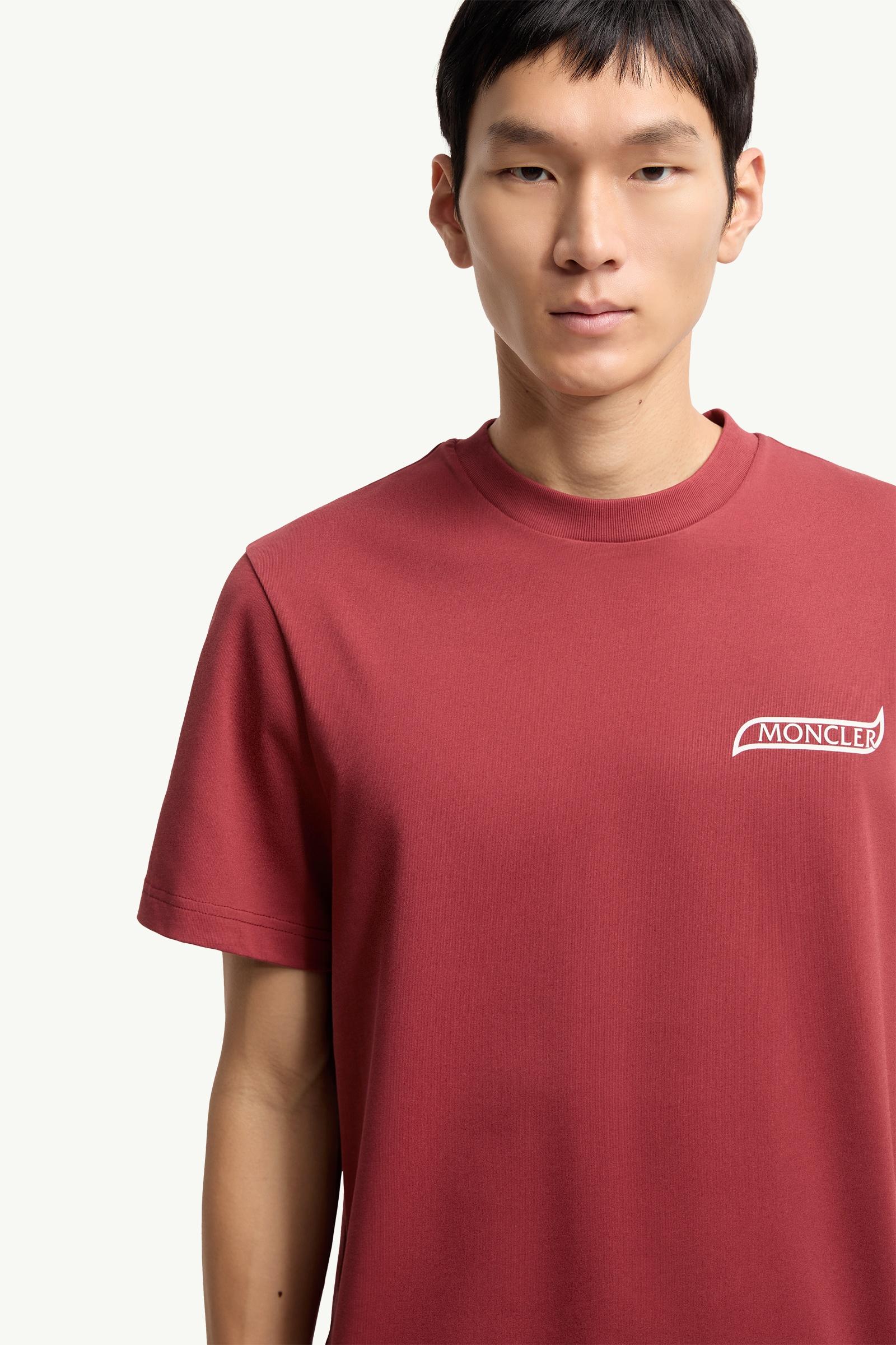 Dark Red Logo Cotton T-Shirt - Polos & T-shirts for Men | Moncler HR