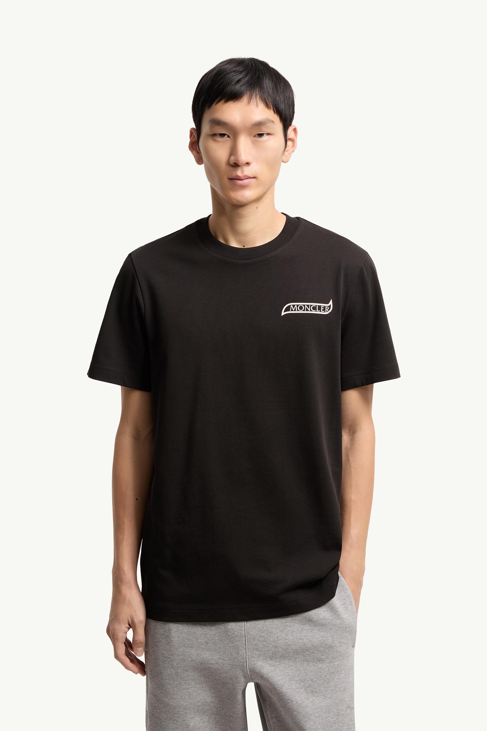 Black Logo Cotton T-Shirt - Polos & T-shirts for Men | Moncler US