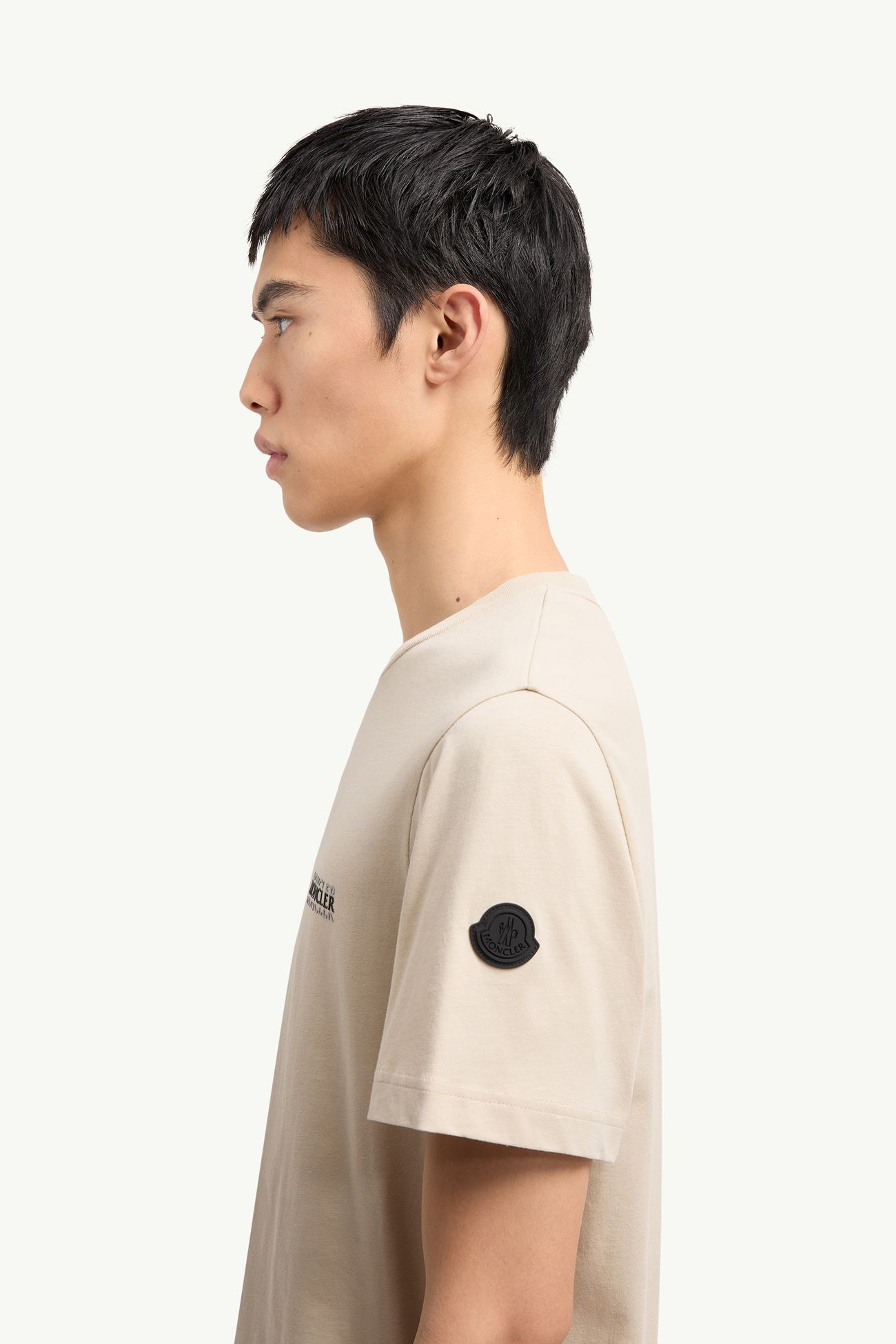 Camiseta de jersey de algodón con logotipo Hombre Beige Claro Moncler 1
