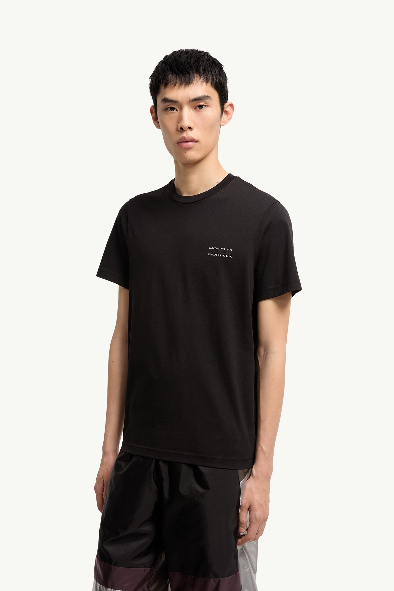 로고 코튼 저지 티셔츠 남성 블랙 Moncler 3