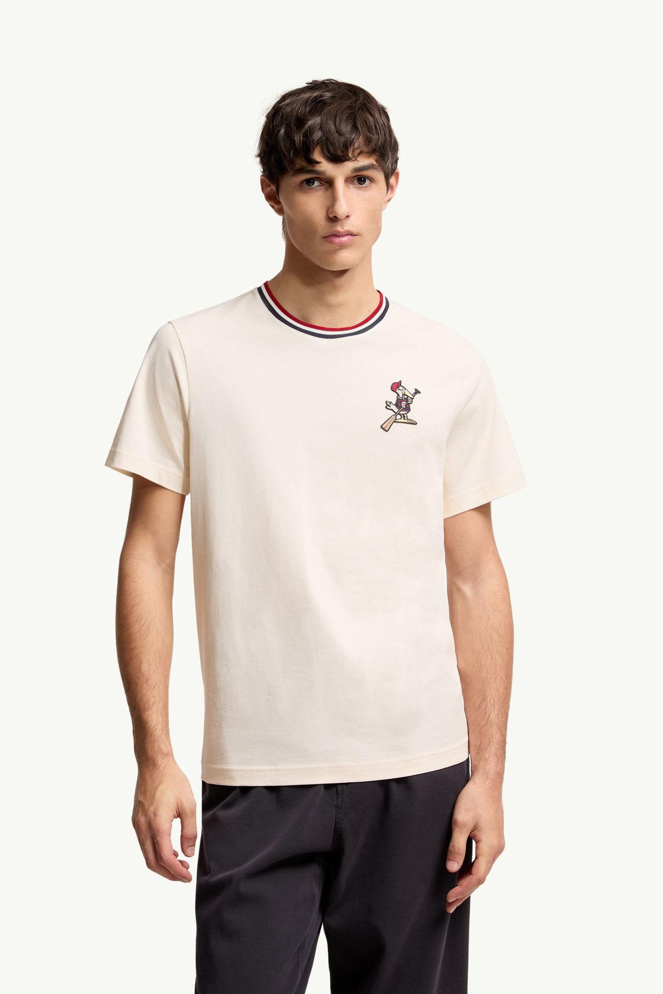 T-shirt in cotone con patch logato MonDuck Uomo Bianco Avorio Moncler 3
