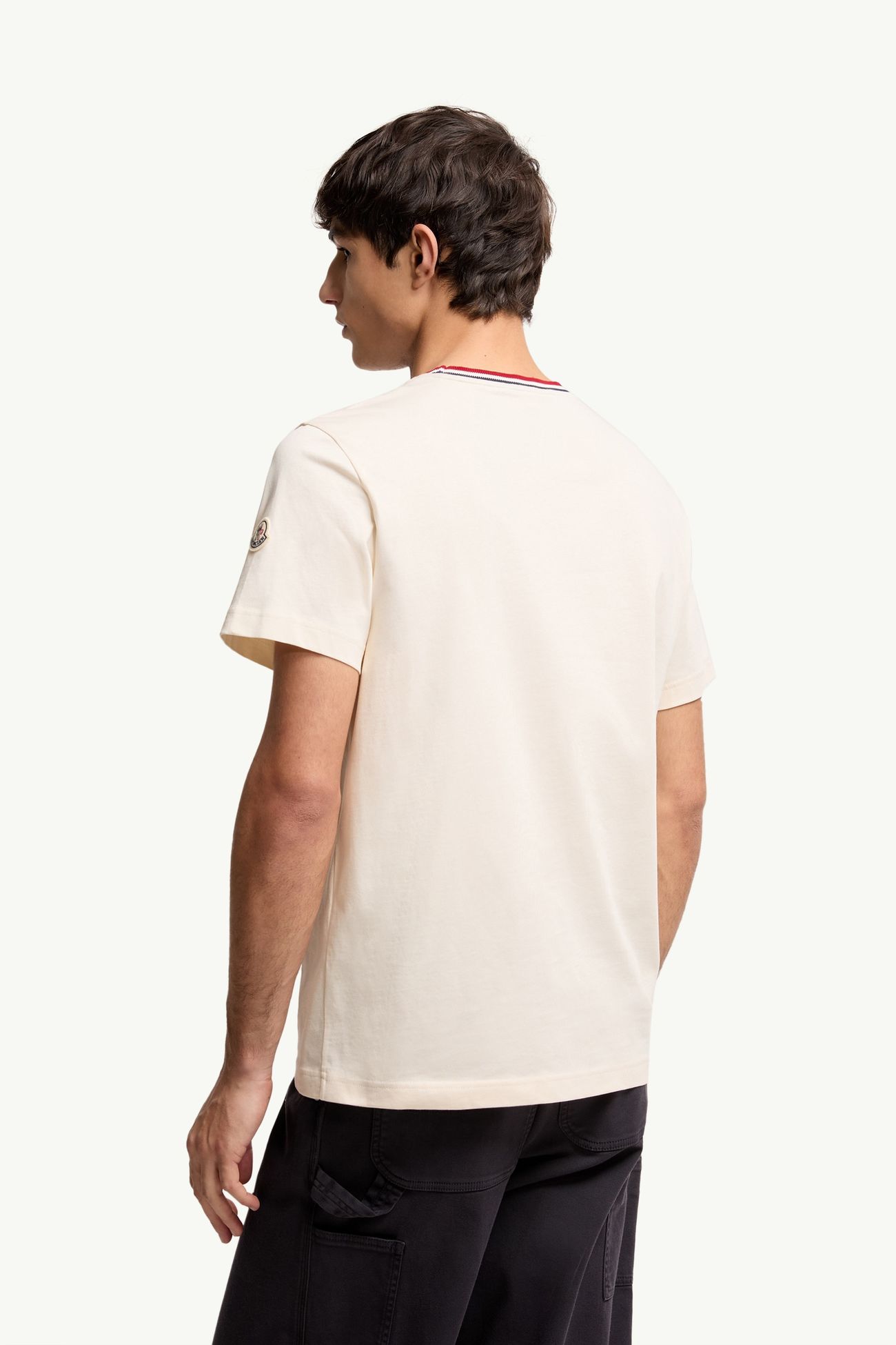 Camiseta de algodón con parche con logotipo MonDuck Hombre Blanco Marfil Moncler 4
