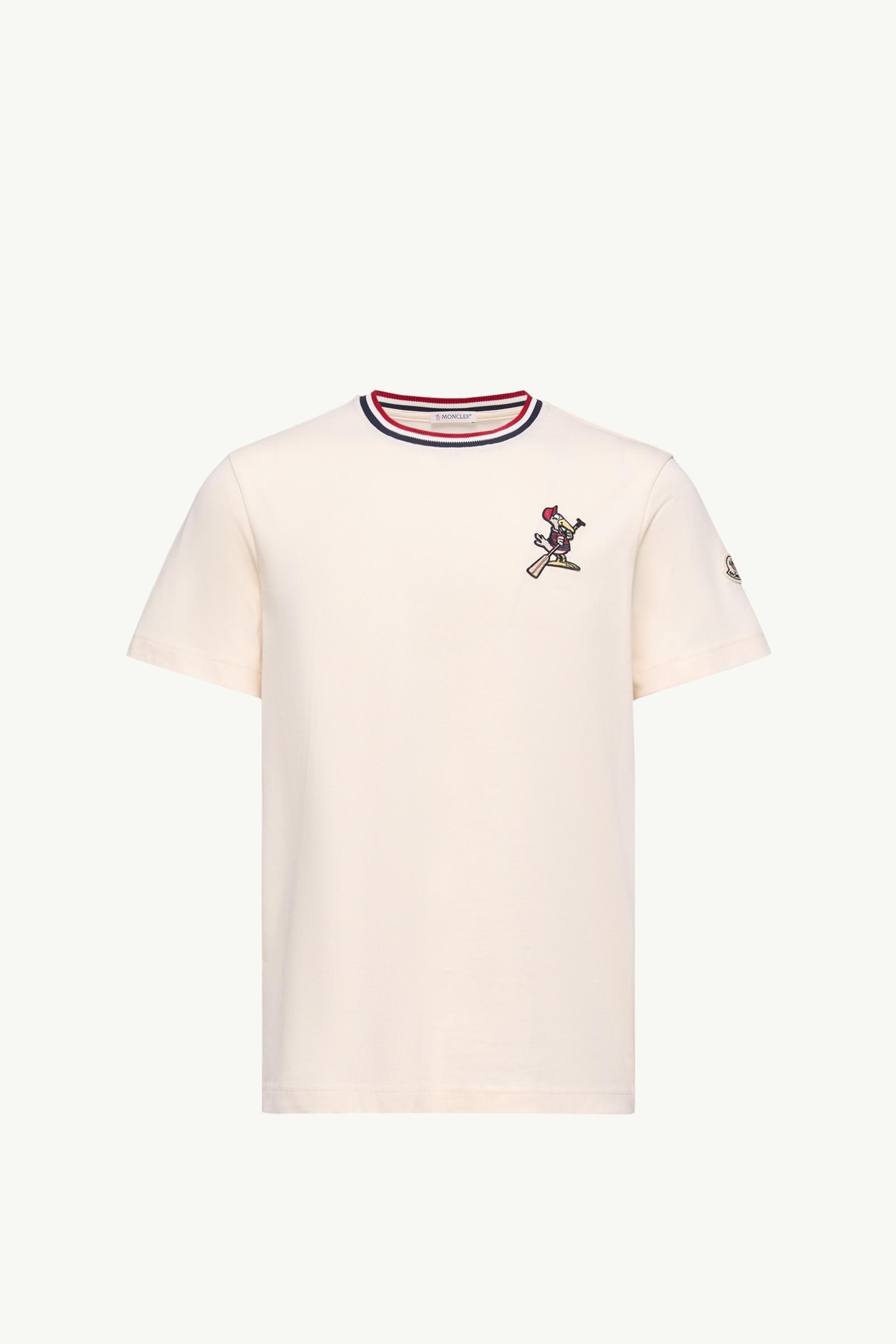 MonDuck Logo Patch Cotton T-Shirt Men White Ivory Moncler