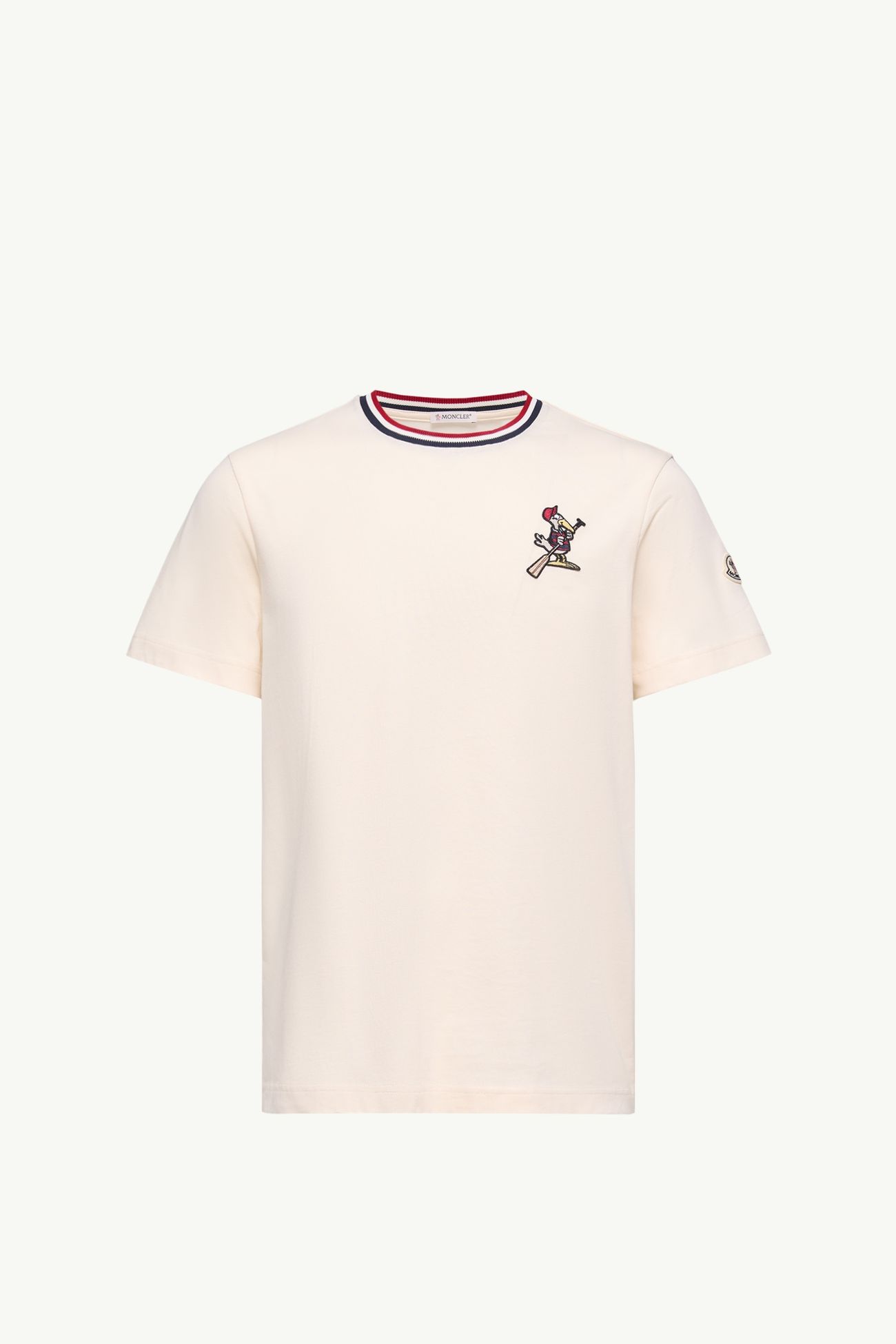 Camiseta de algodón con parche con logotipo MonDuck Hombre Blanco Marfil Moncler 2