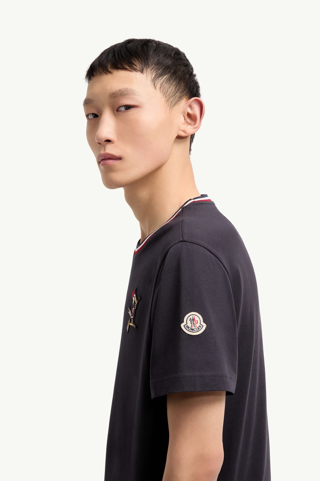 MonDuck男士标识贴片棉质T恤 男士 海军蓝色 Moncler 1