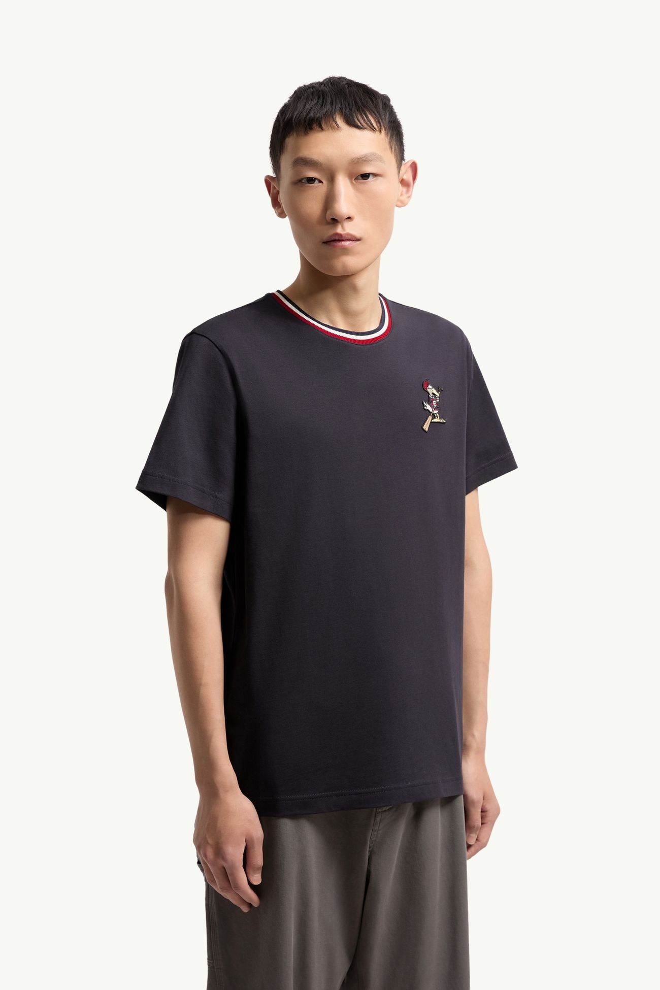 MonDuck Logo Patch Cotton T-Shirt Men Navy Blue Moncler 3