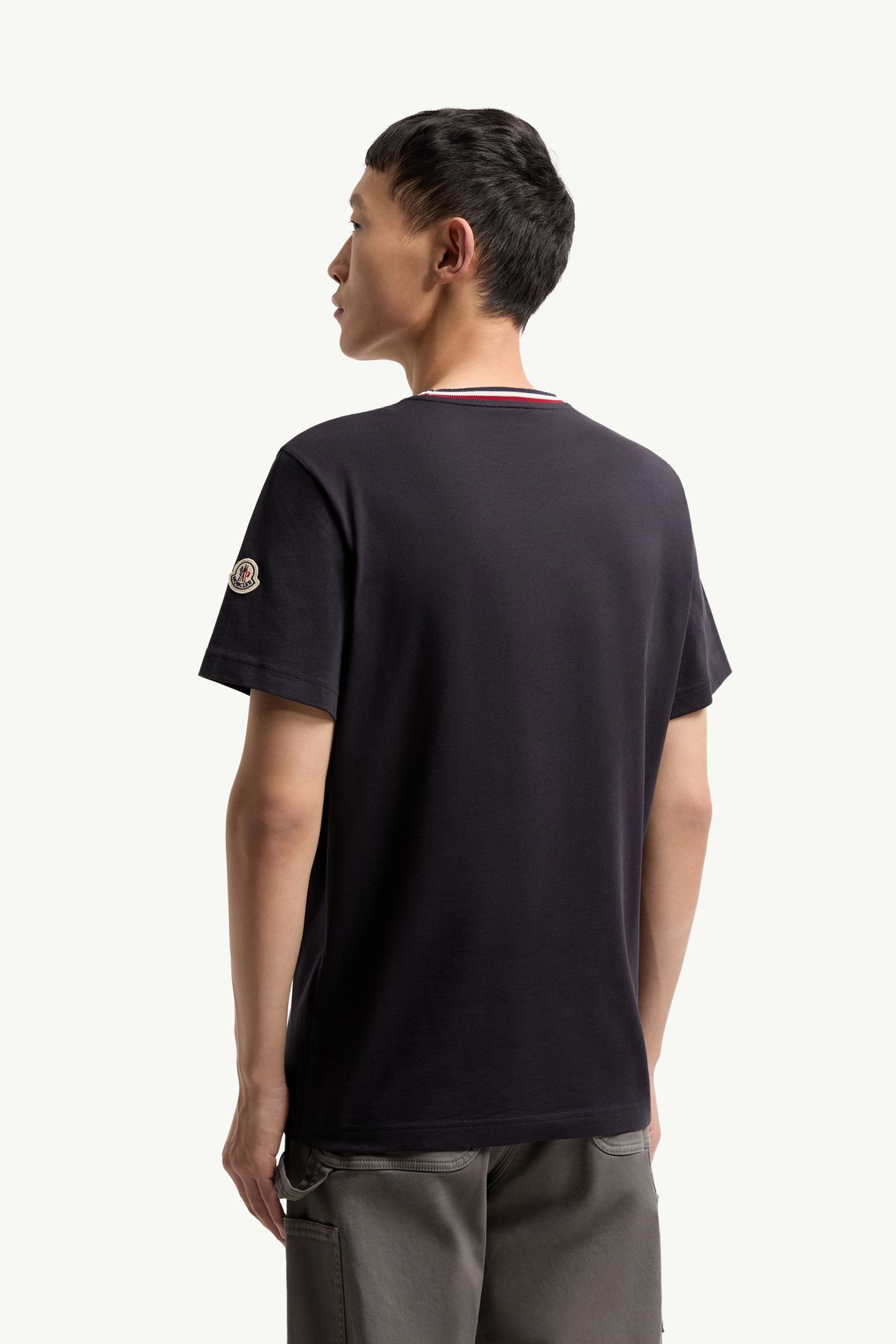 T-shirt en coton à empiècement logo MonDuck Hommes Bleu marine Moncler 4