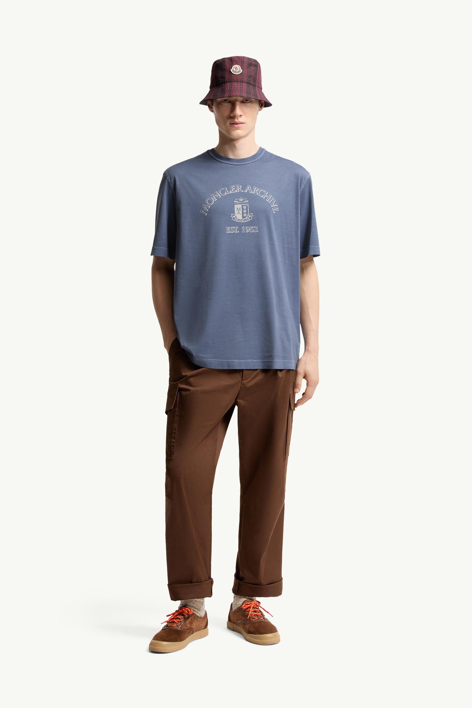 Cobalt Blue Logo Print Cotton T-Shirt - Polos & T-shirts for Men