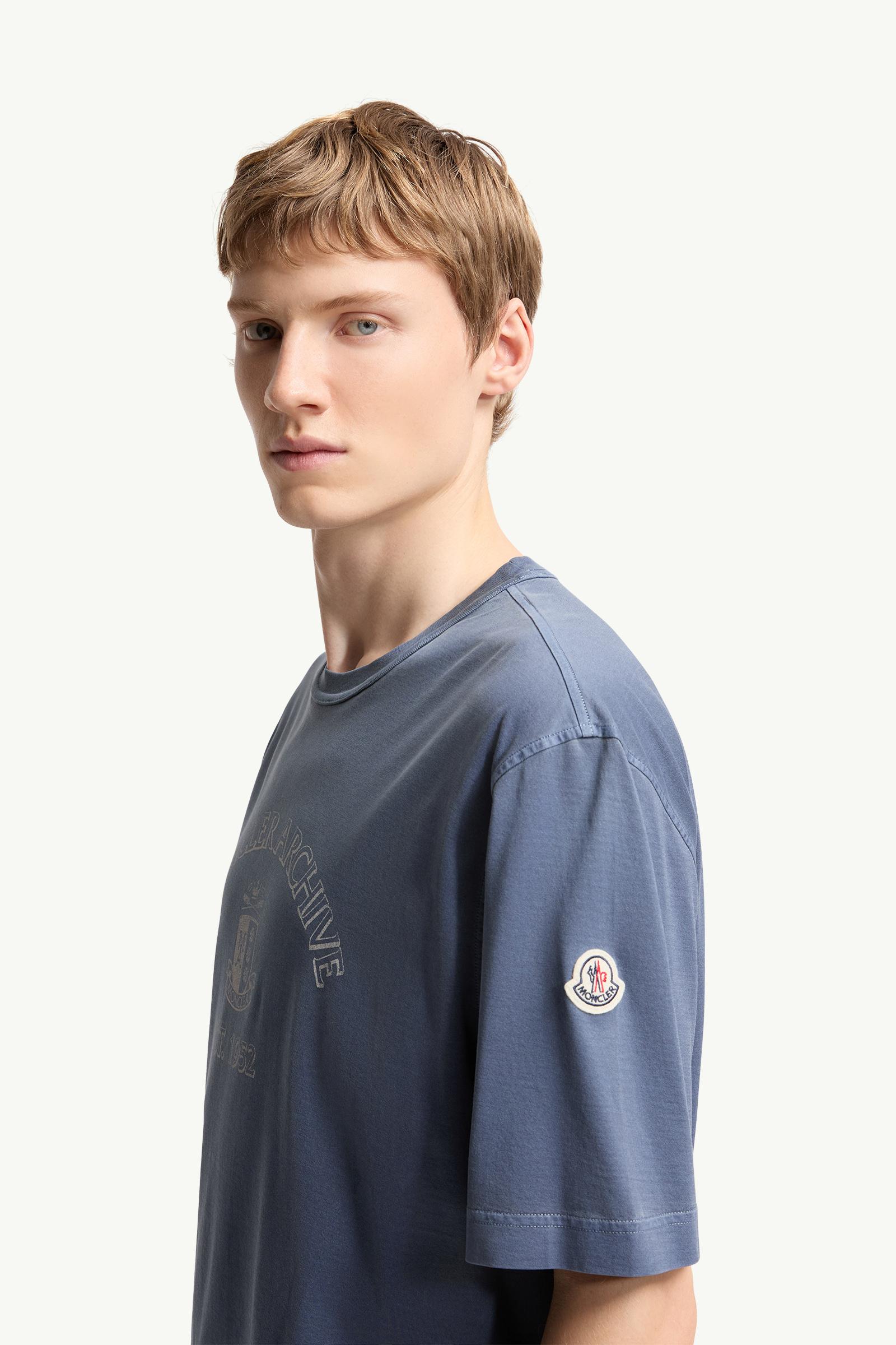 Cobalt Blue Logo Print Cotton T-Shirt - Polos & T-shirts for Men
