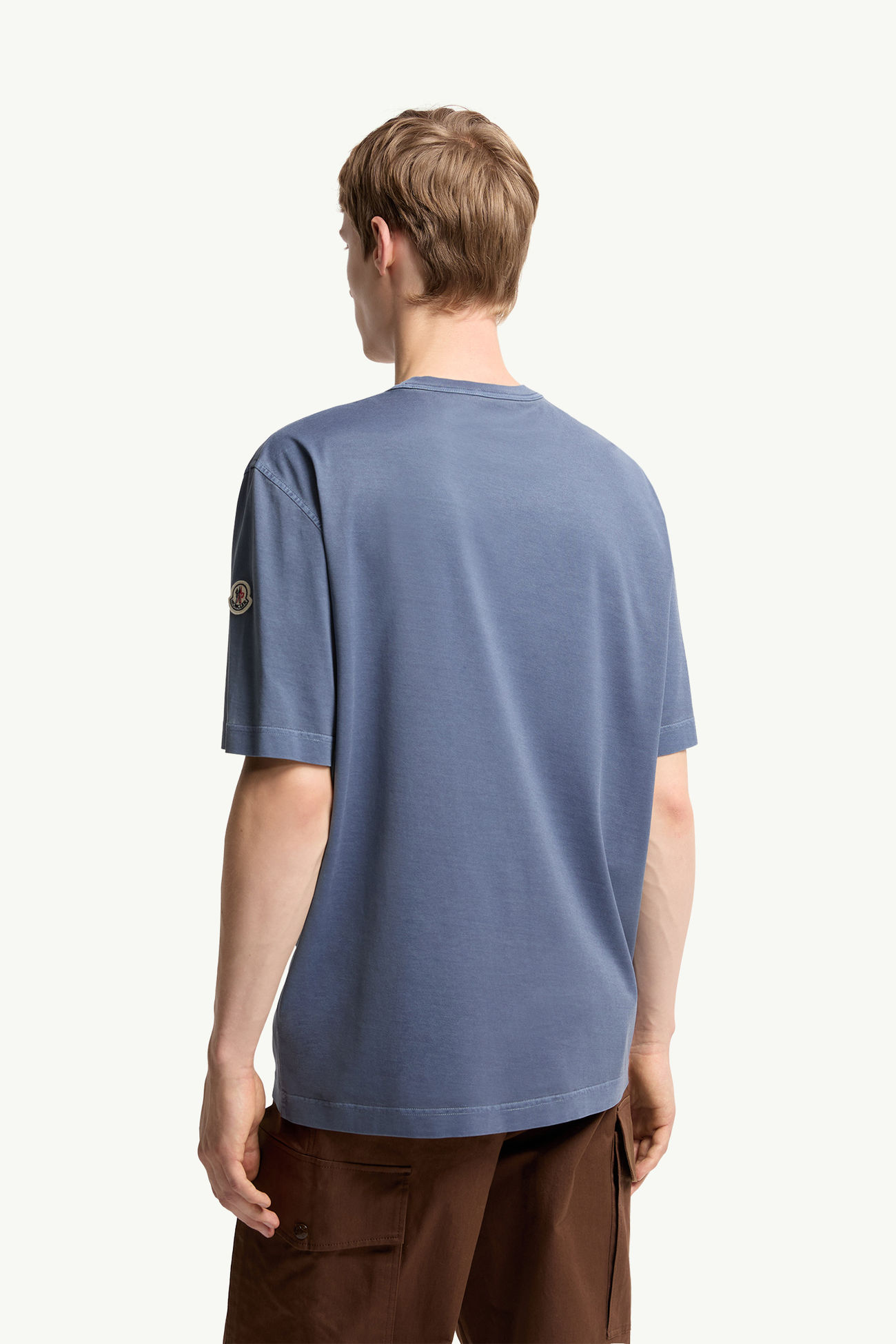 T-shirt in cotone con stampa logata Uomo Blu Cobalto Moncler 4