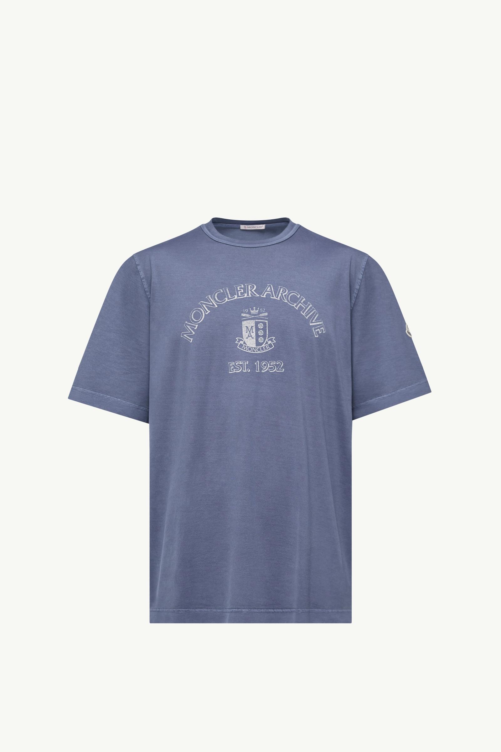 Cobalt Blue Logo Print Cotton T-Shirt - Polos & T-shirts for Men