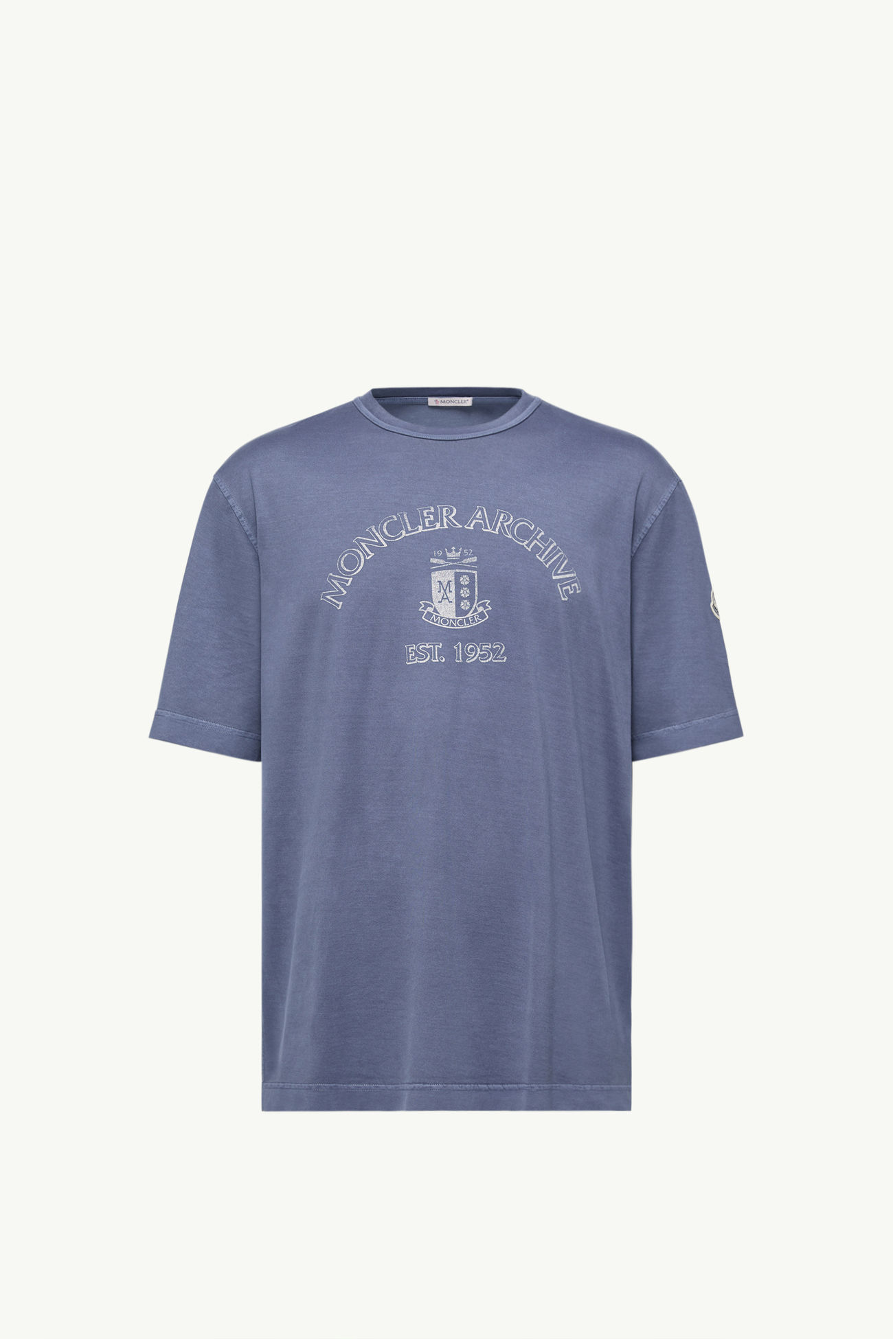 T-shirt en coton à imprimé logo Hommes Bleu Cobalt Moncler 2