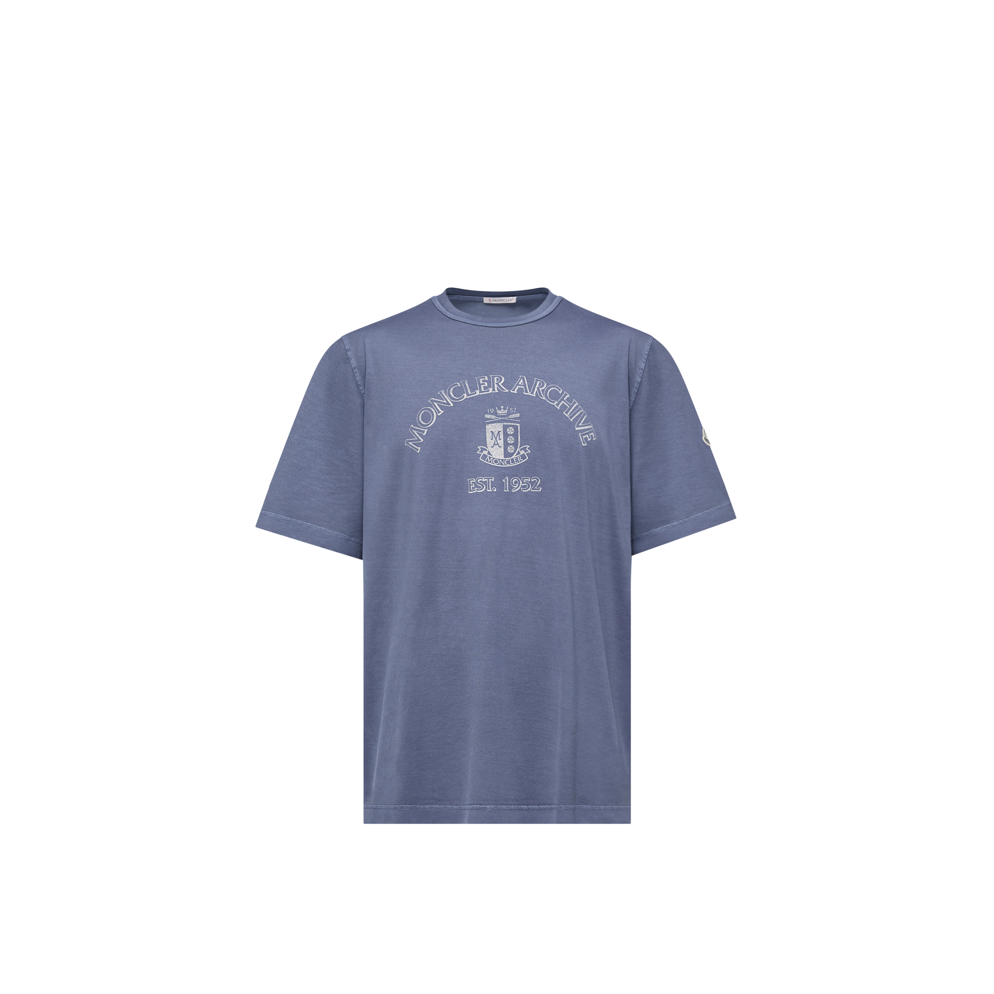 Moncler   Logo Print Cotton T-Shirt for Men in Blue, Size: Xxl