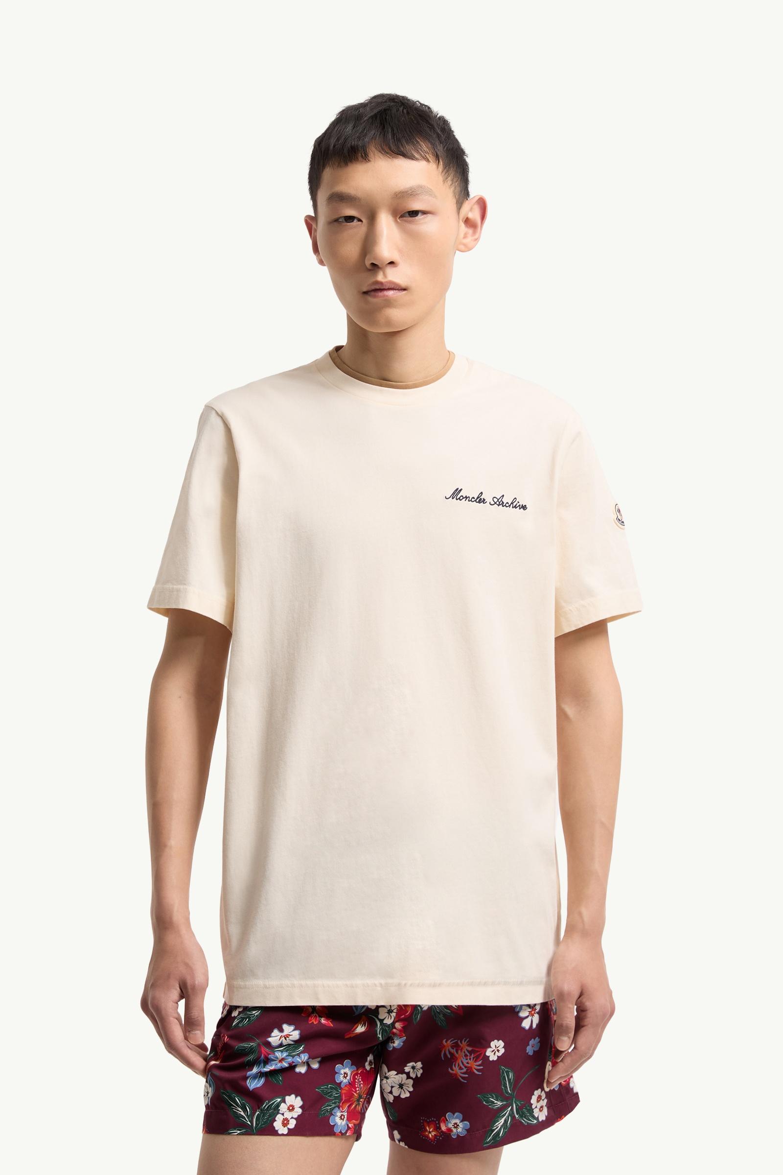 White Embroidered Logo Cotton T-Shirt - Polos & T-shirts for Men