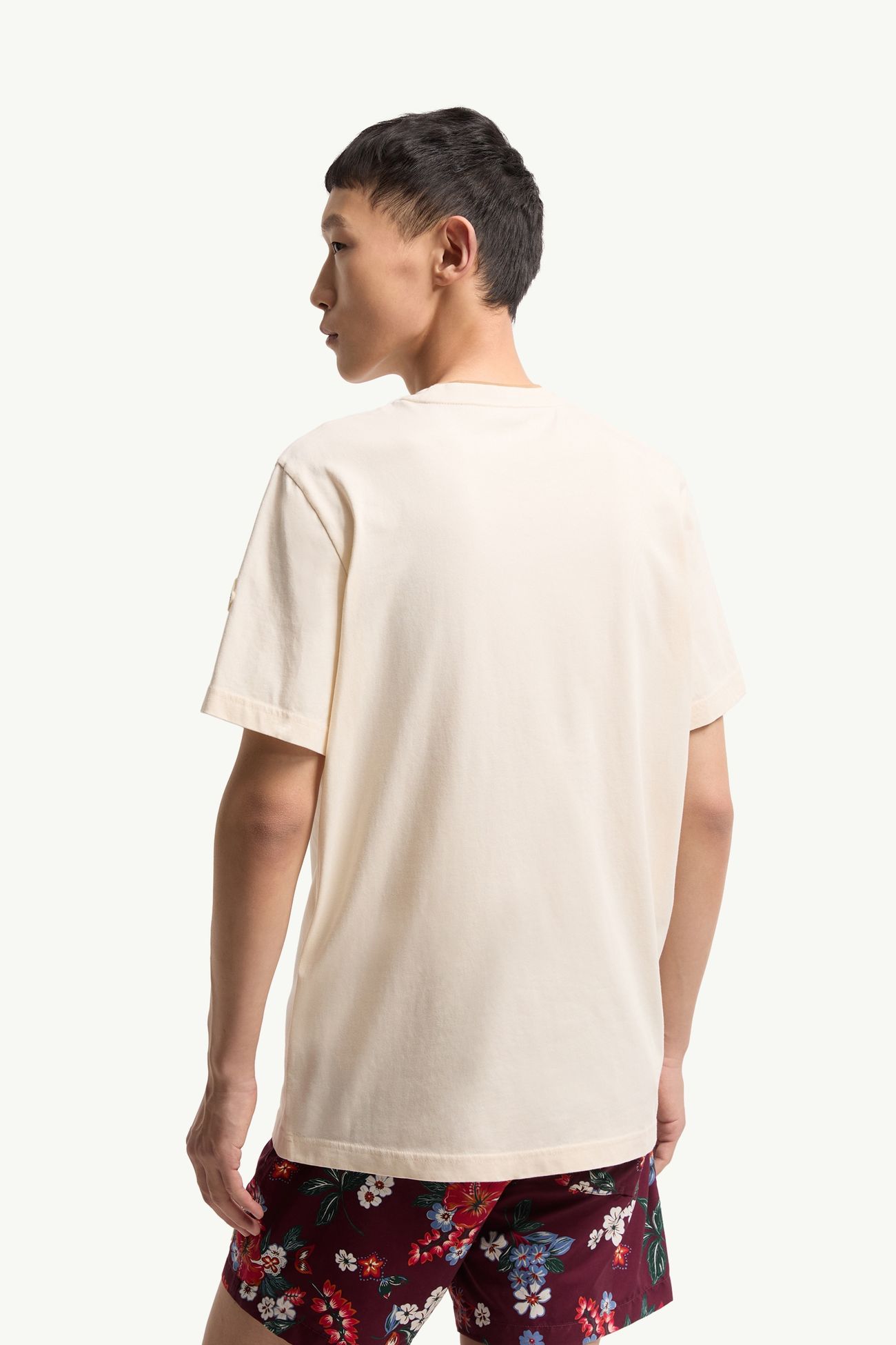 T-shirt con logo ricamato in cotone Uomo Bianco Moncler 4