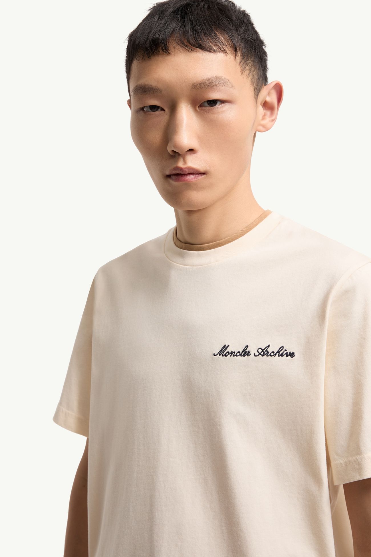 T-shirt en coton à logo brodé Hommes Blanc Moncler 5