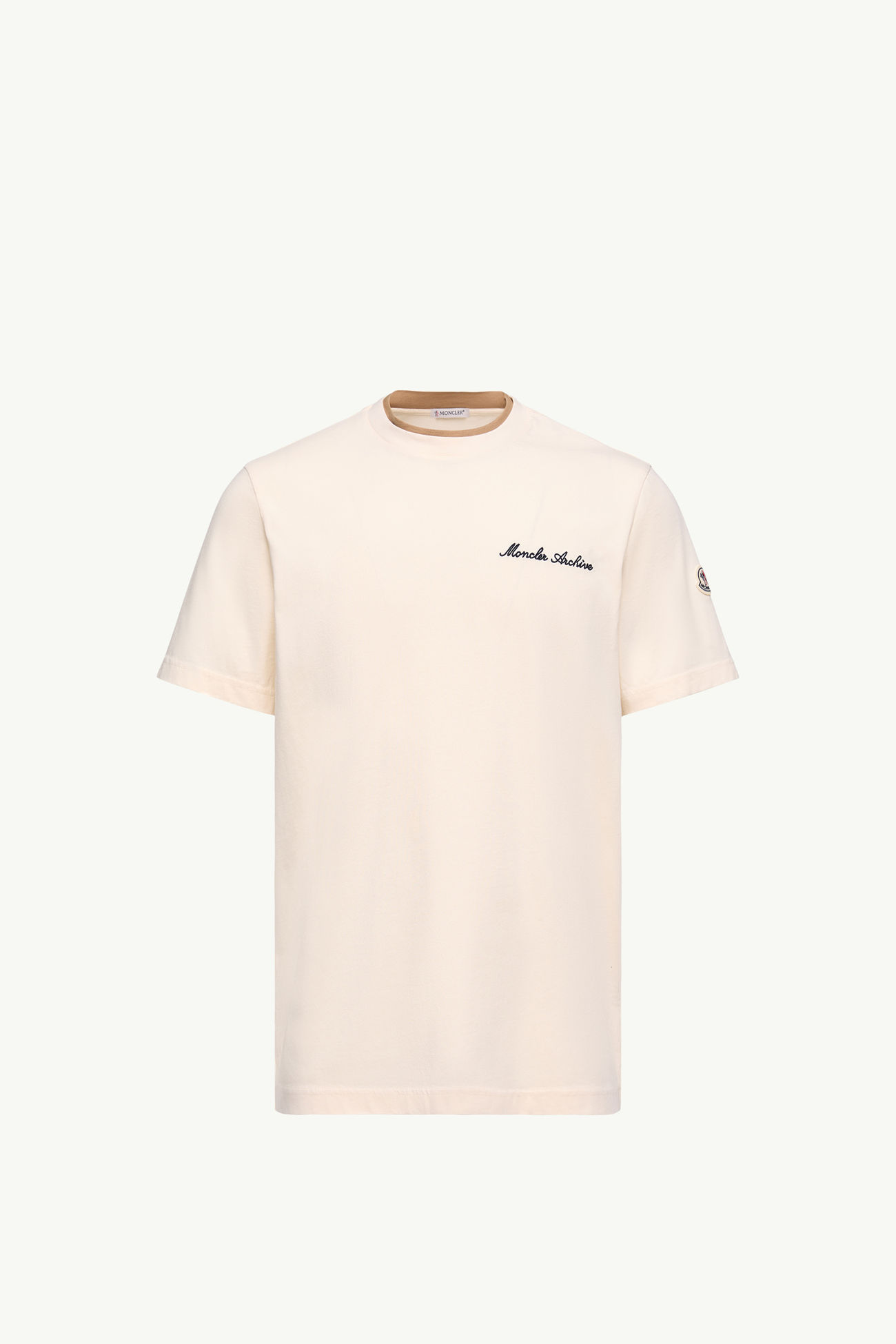 Camiseta de algodón con logotipo bordado Hombre Blanco Moncler 2