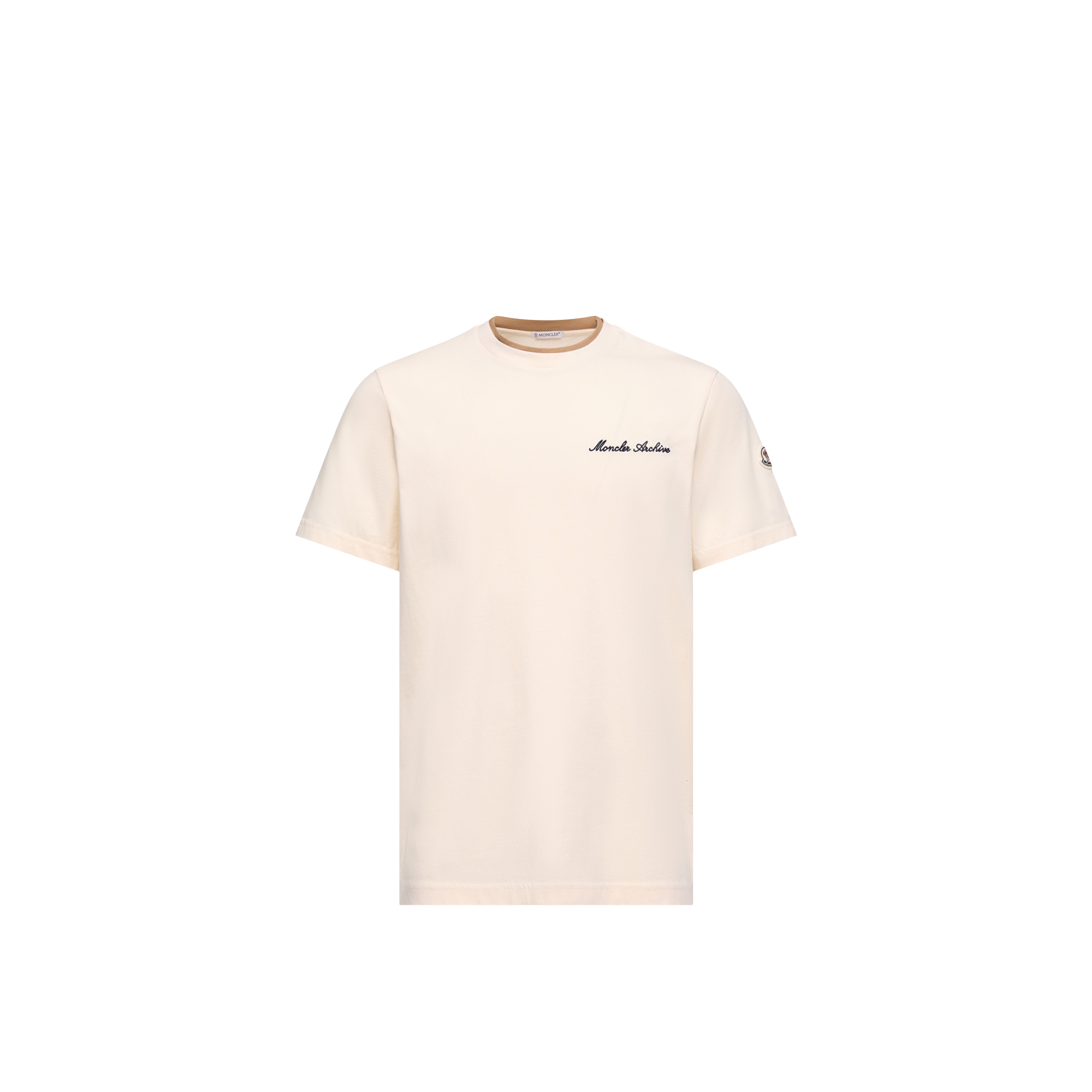 Moncler   Embroidered Logo Cotton T-Shirt for Men in White, Size: Xs
