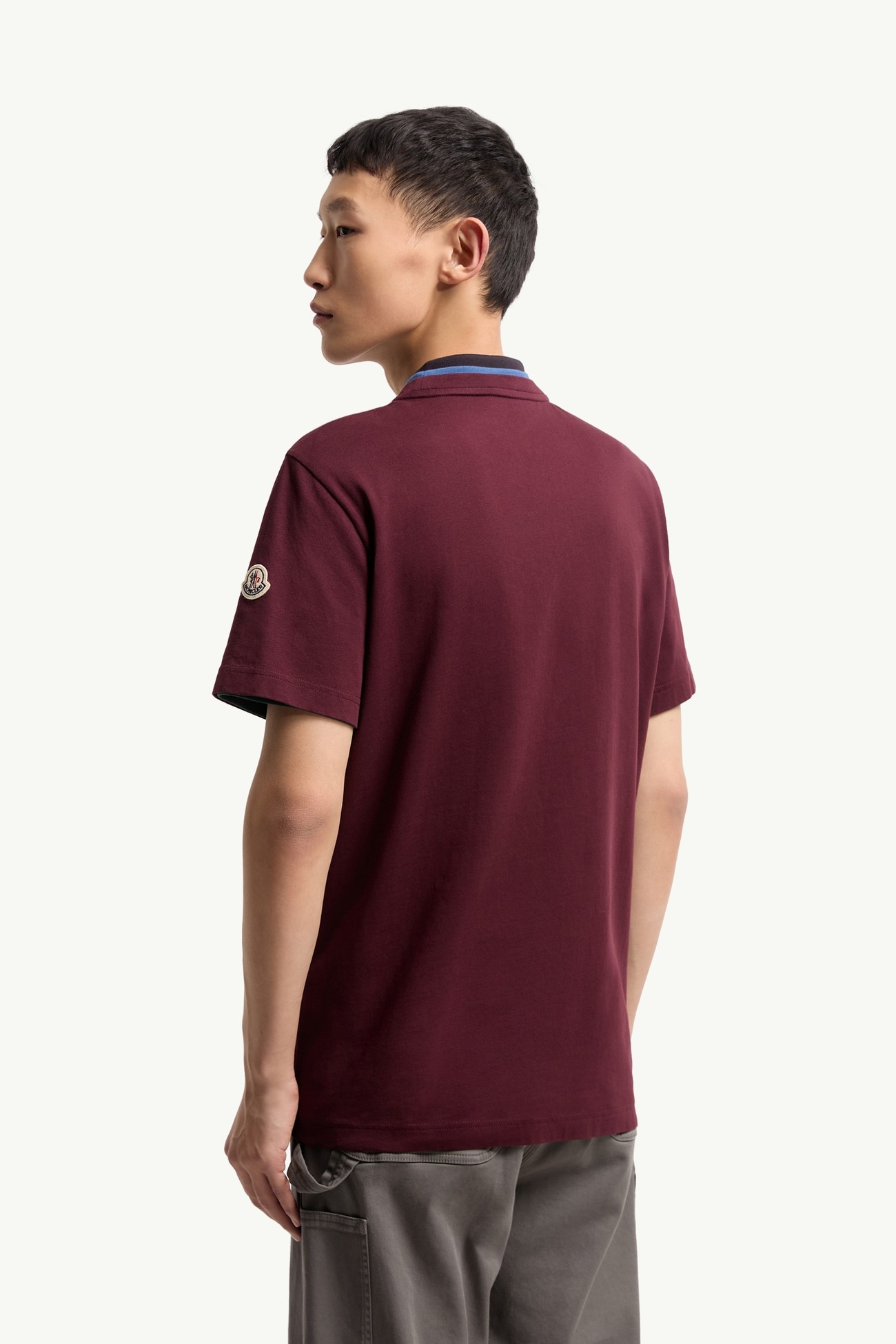 T-shirt en coton à logo brodé Hommes Bordeaux Moncler 4