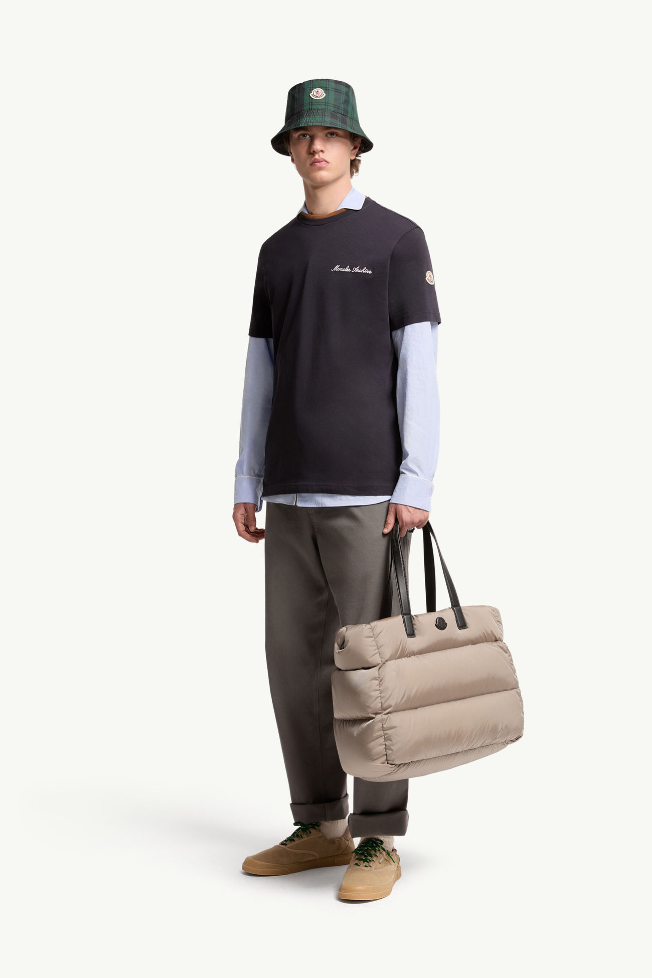 T-Shirt aus Baumwolle mit gesticktem Logo Herren Navyblau Moncler 0