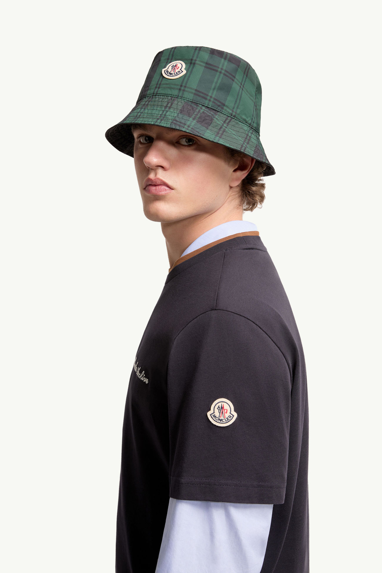 Camiseta de algodón con logotipo bordado Hombre Azul marino Moncler 1