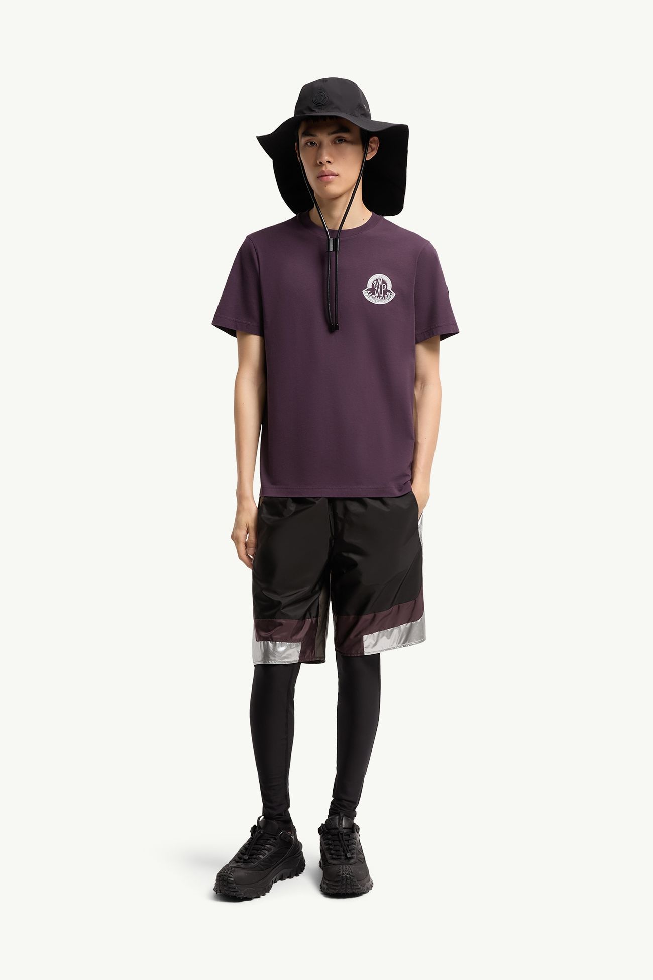 Logo Cotton Jersey T-Shirt Men Grape Red Moncler 0