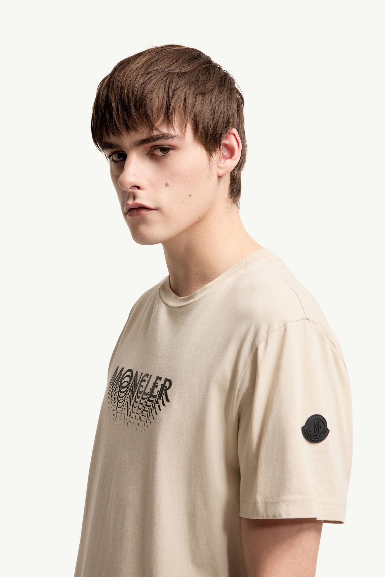 T-Shirt aus Baumwolljersey mit Logo Herren Hellbeige Moncler 1