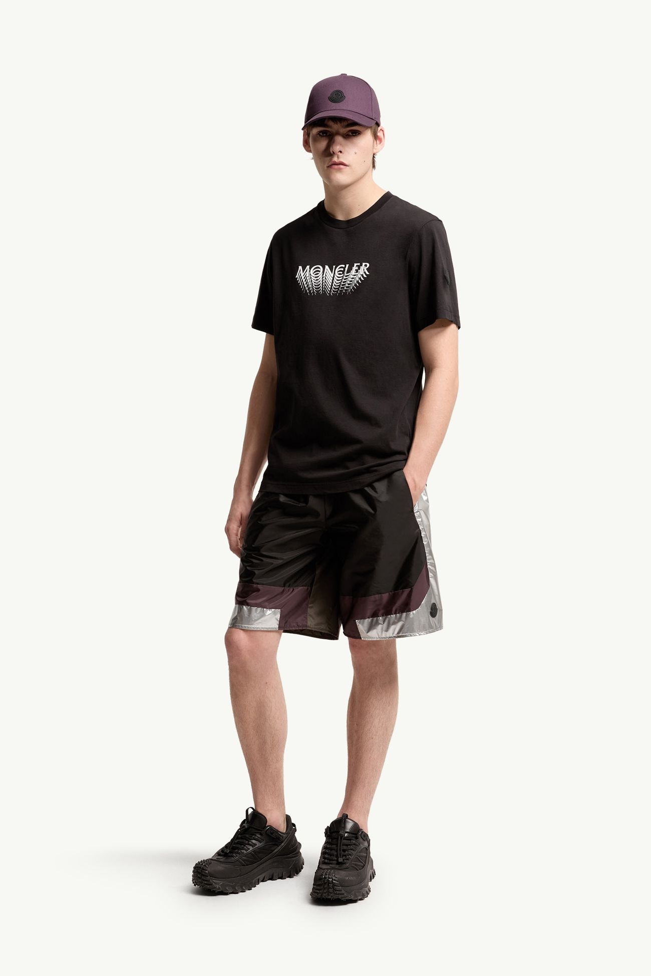 Camiseta de jersey de algodón con logotipo Hombre Negro Moncler 0