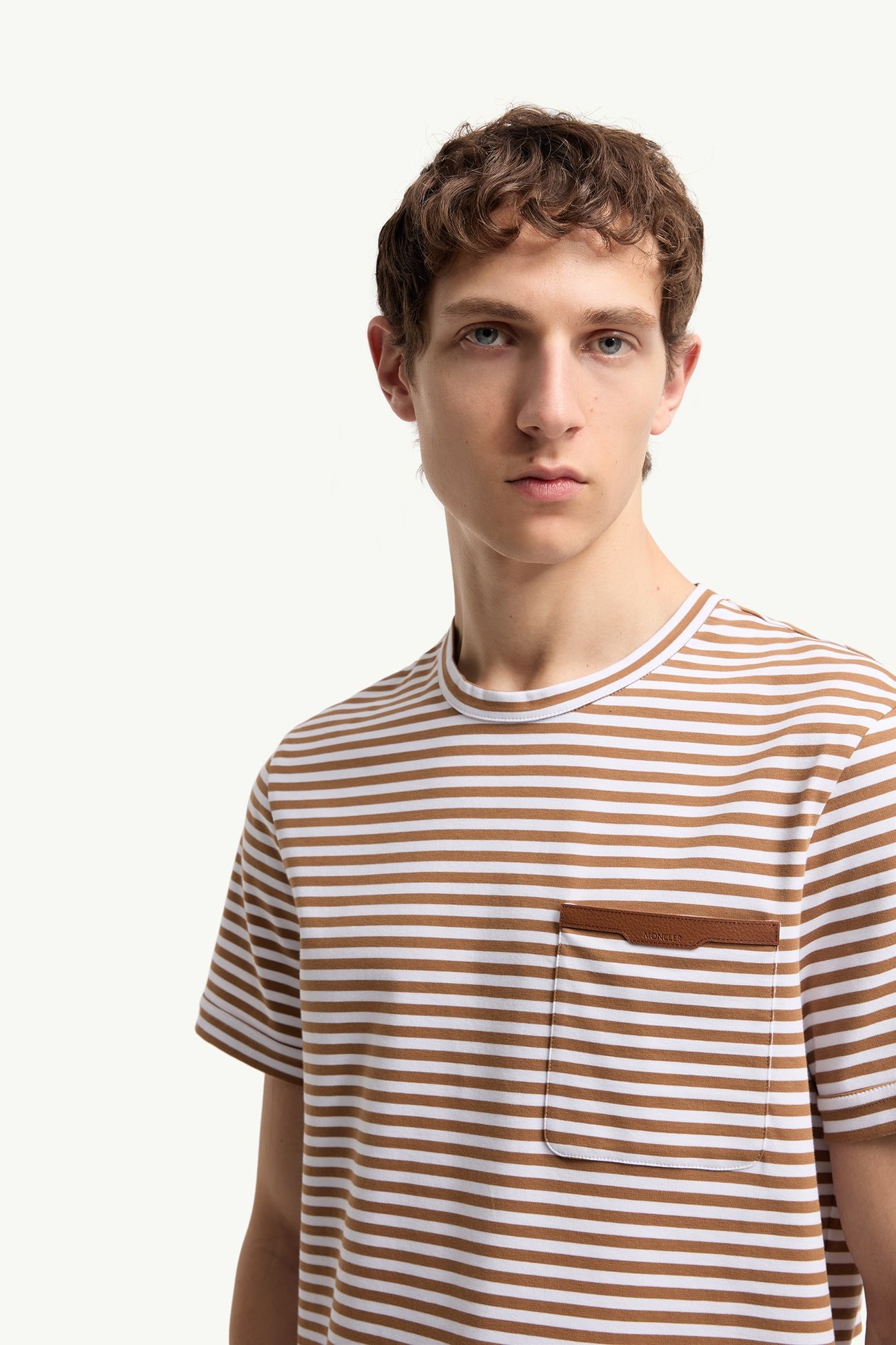 Gestreiftes T-Shirt aus Baumwolle Herren Beige & Weiss Moncler 5