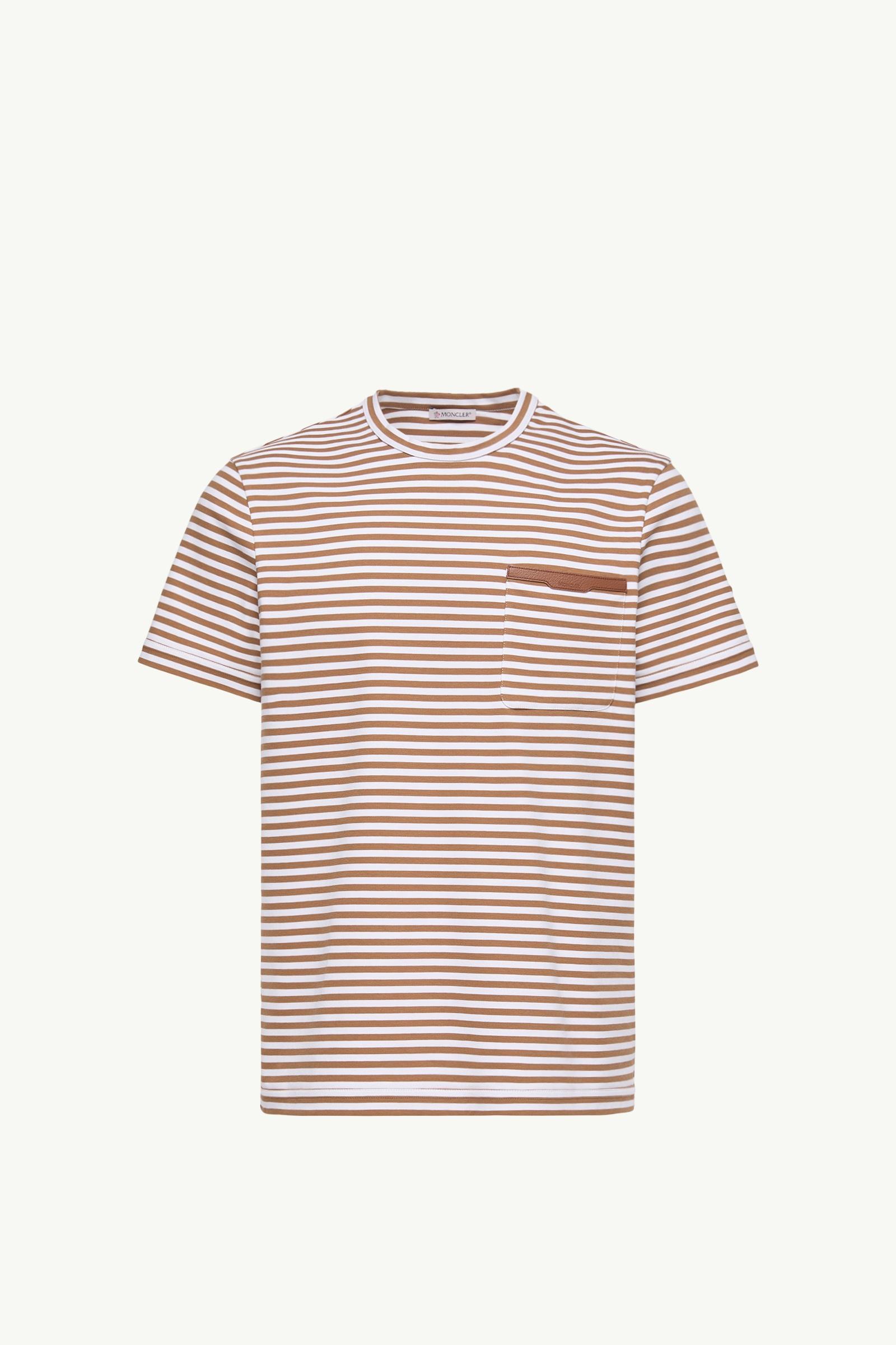 Striped Cotton T-Shirt Men Beige & White Moncler, 1 of 0