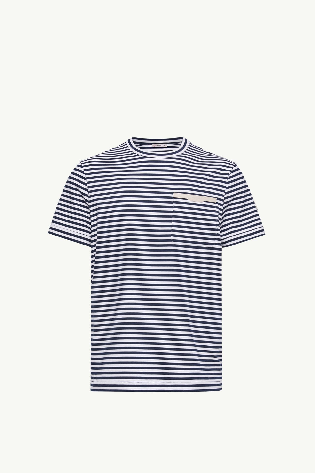 T-shirt in cotone a righe Uomo Bianco & Blu Moncler 2