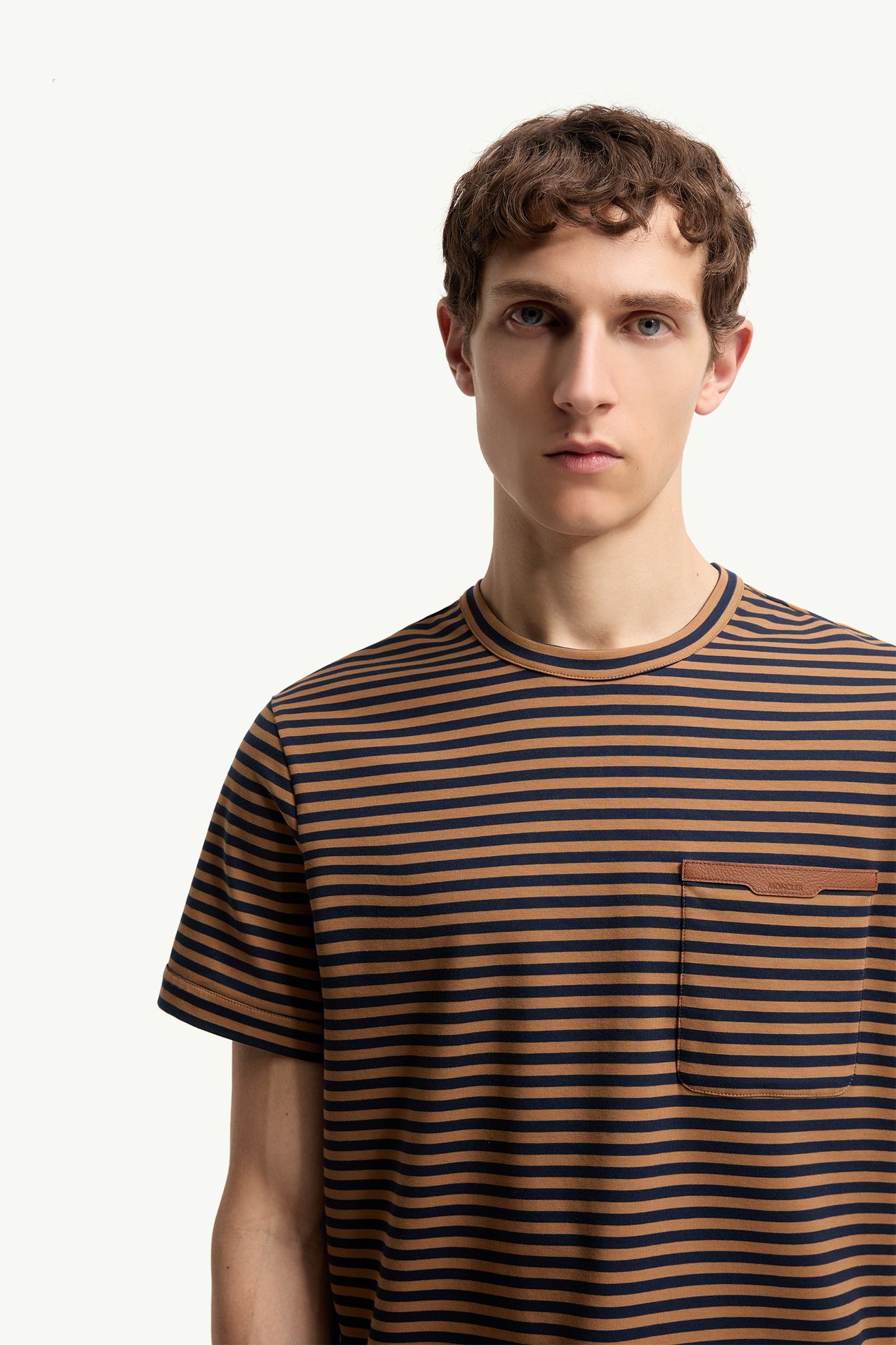 T-shirt en coton rayé Hommes Beige & Marine Moncler 5