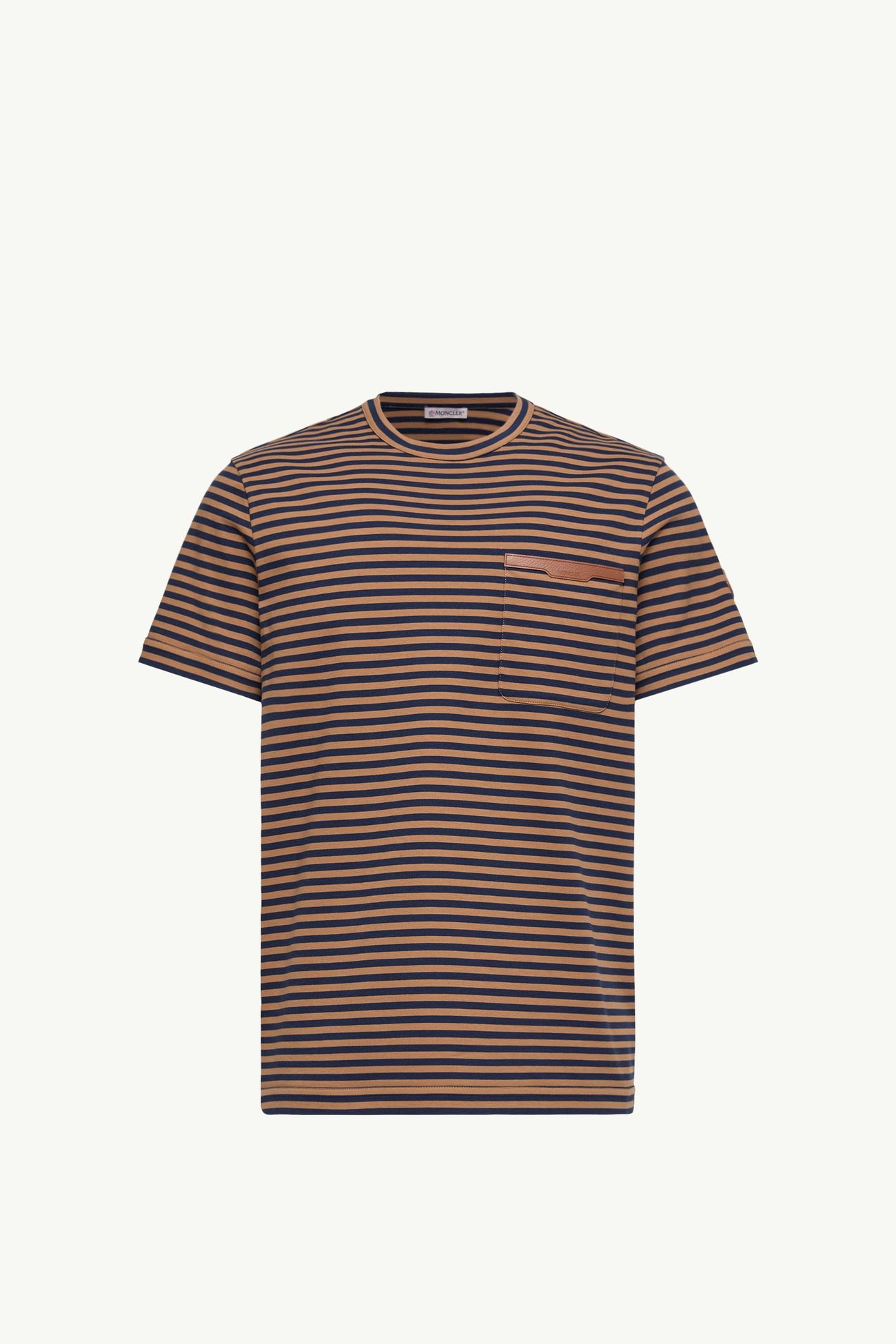 Camiseta de algodón de rayas Hombre Beige & Azul Marino Moncler 2