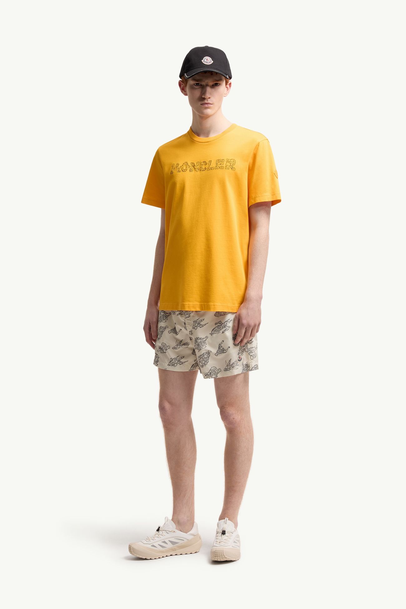 Space T-Shirt aus Baumwolle mit besticktem Logo Herren Gelb Moncler 0