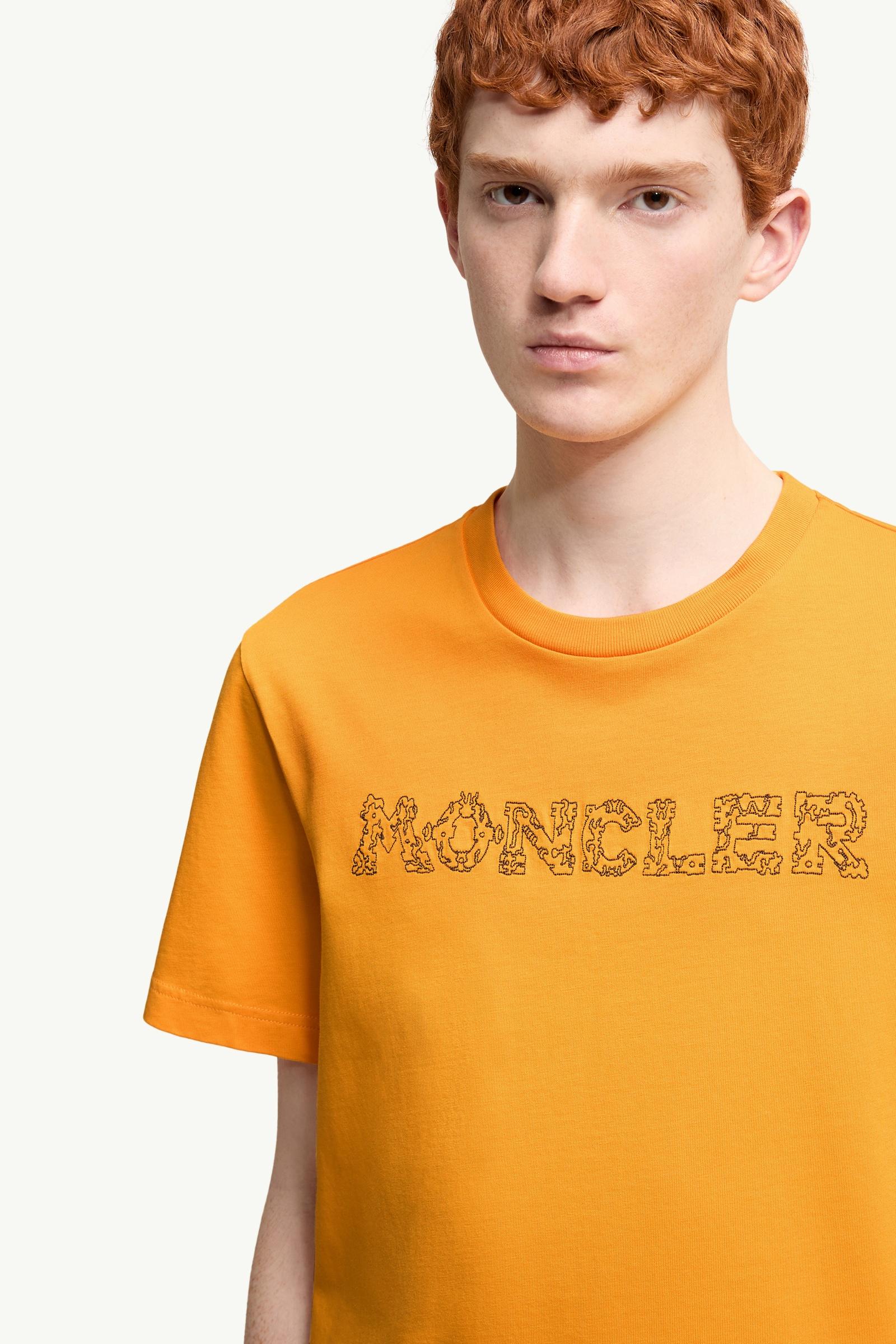 Yellow Space Embroidered Logo Cotton T-Shirt - Polos & T-shirts