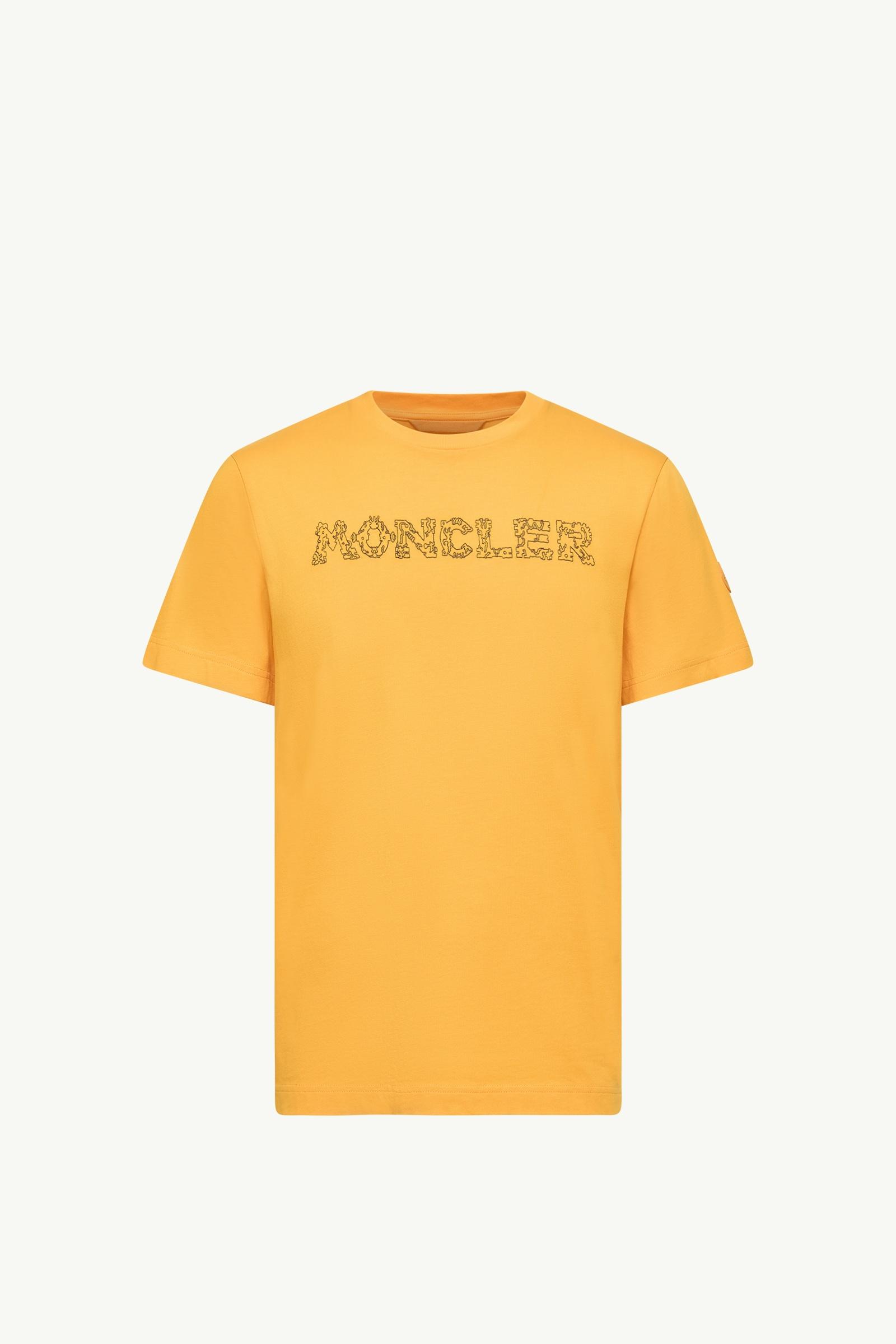 Space Embroidered Logo Cotton T-Shirt Men Yellow Moncler, 1 of 0