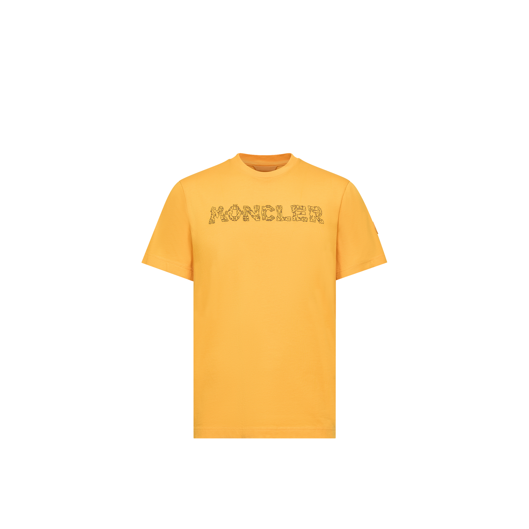 Moncler   Space Embroidered Logo Cotton T-Shirt for Men in Yellow, Size: Xl