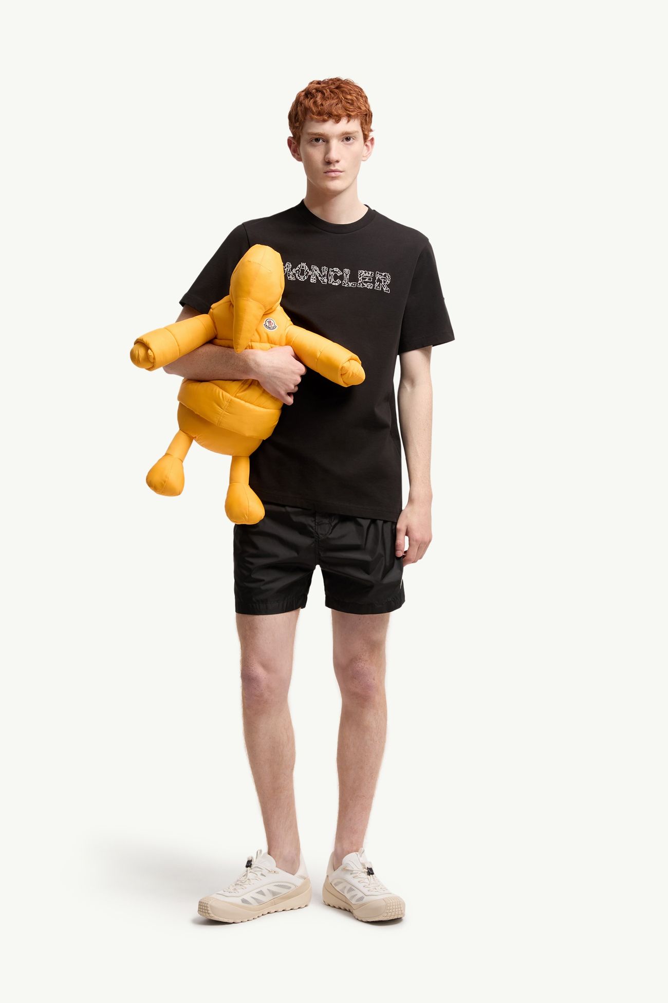 T-shirt en coton à logo espace brodé Hommes Noir Moncler 0