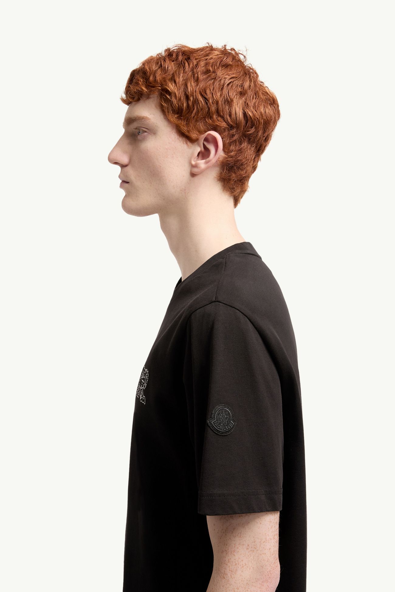 Space T-Shirt aus Baumwolle mit besticktem Logo Herren Schwarz Moncler 1