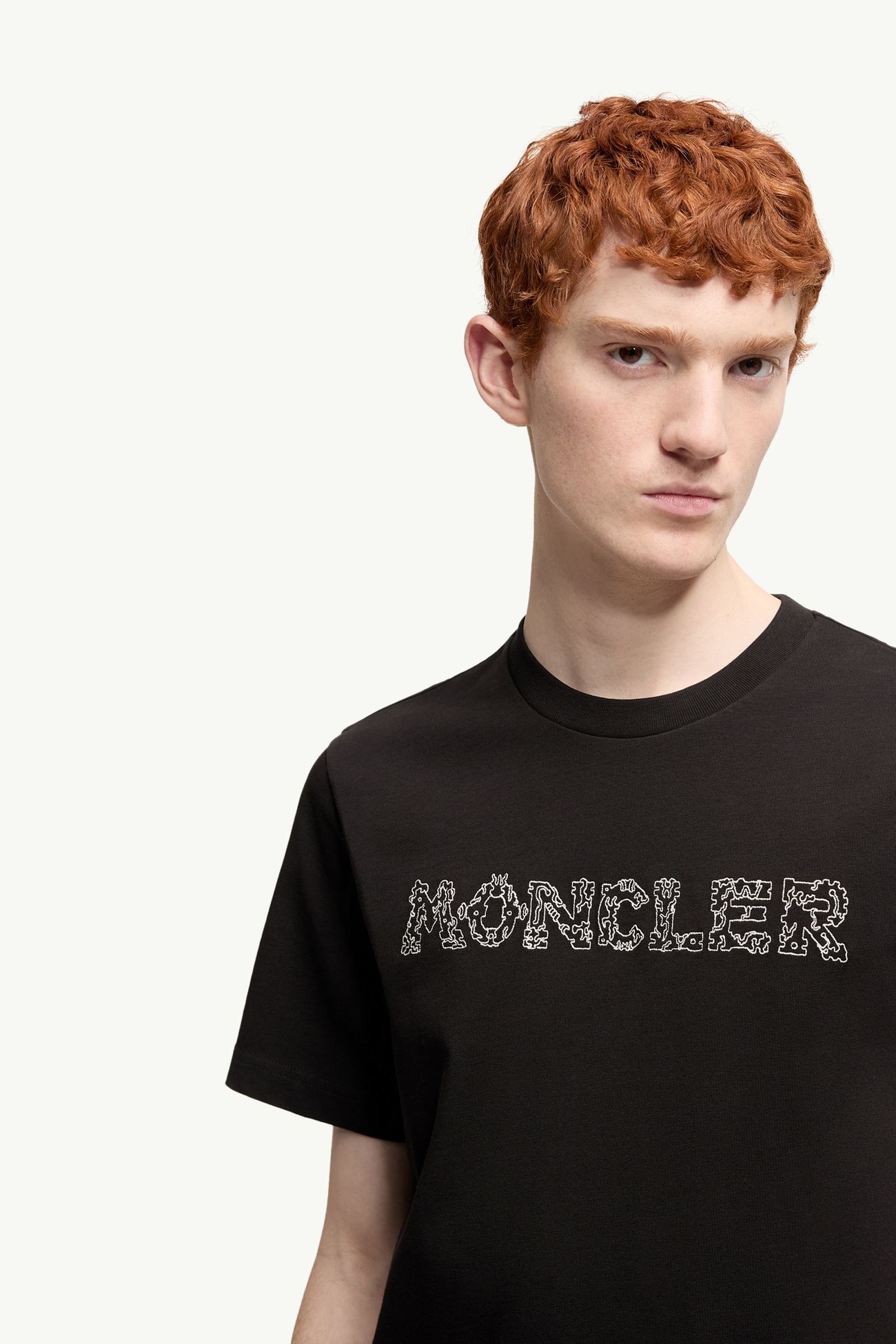 太空刺繡標誌棉質T恤 男士 黑色 Moncler 5