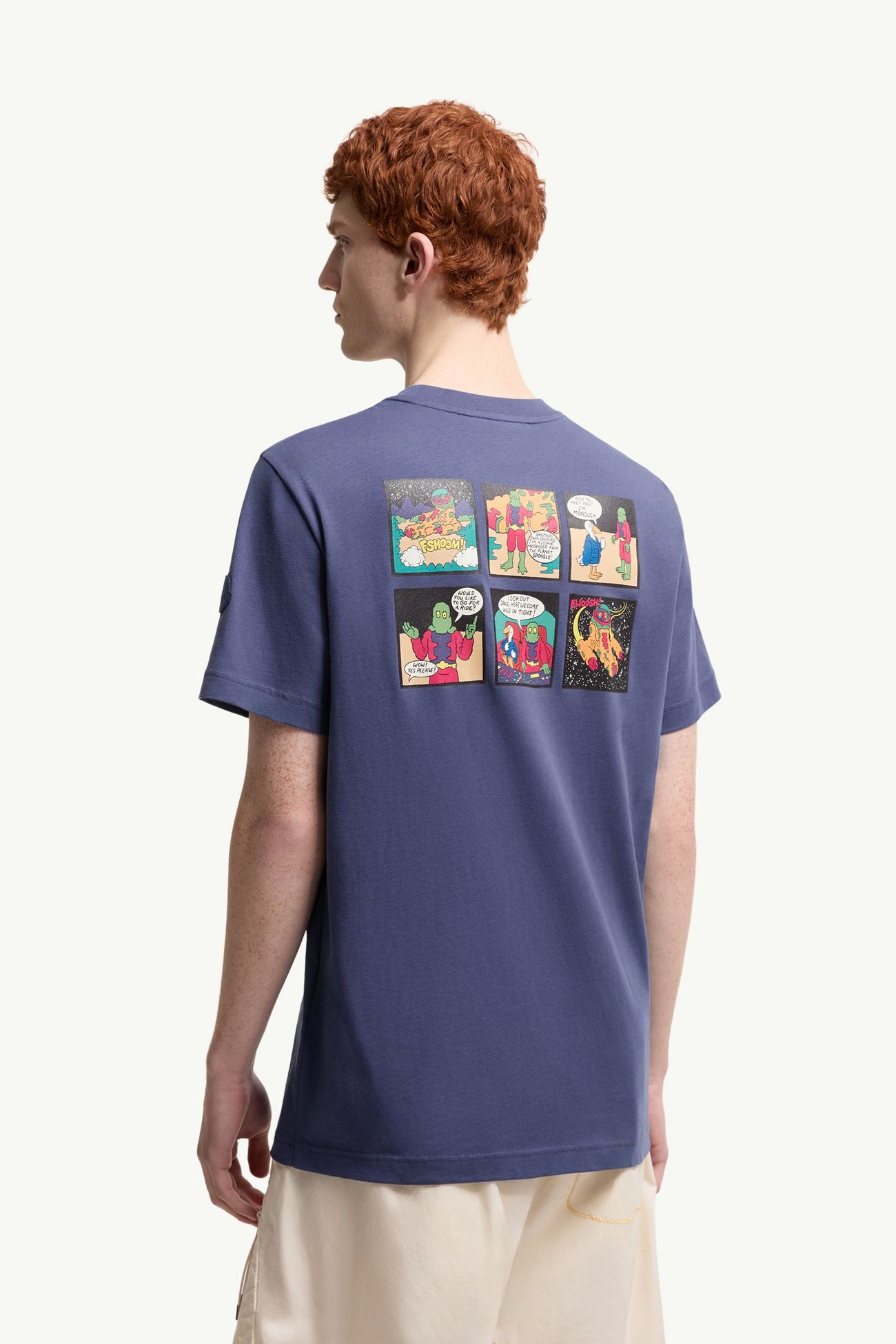 T-shirt in cotone con motivo spazio MonDuck Uomo Blu Cobalto Moncler 4