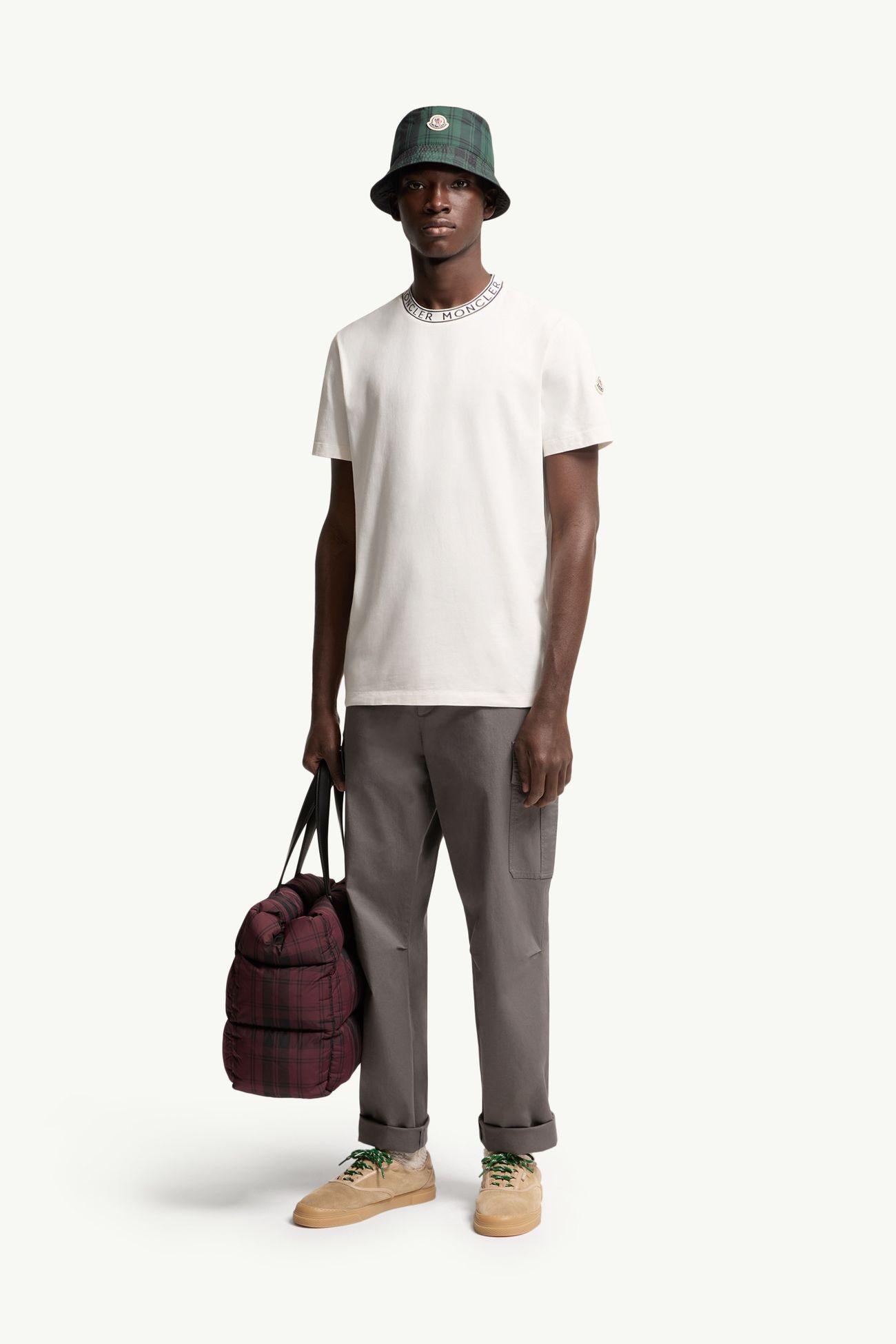 로고 트리밍 코튼 티셔츠 남성 오프 화이트 Moncler 0