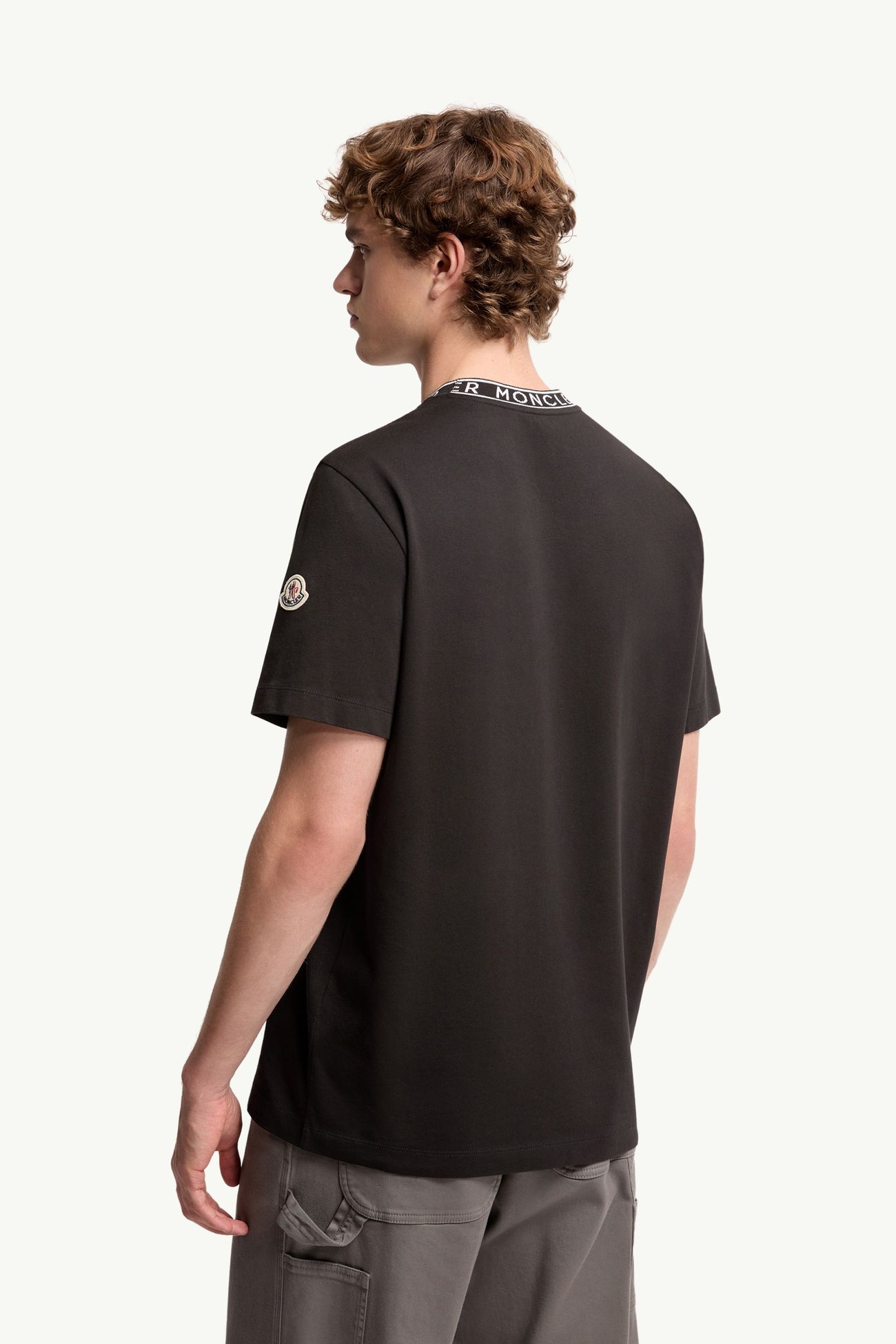 Logo-Trimmed Cotton T-Shirt Men Black Moncler 4