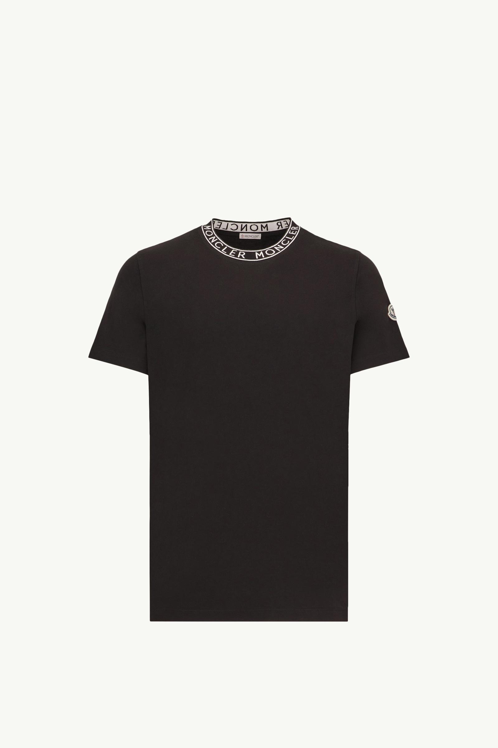 T-shirt en coton à finitions logo Hommes Noir Moncler
